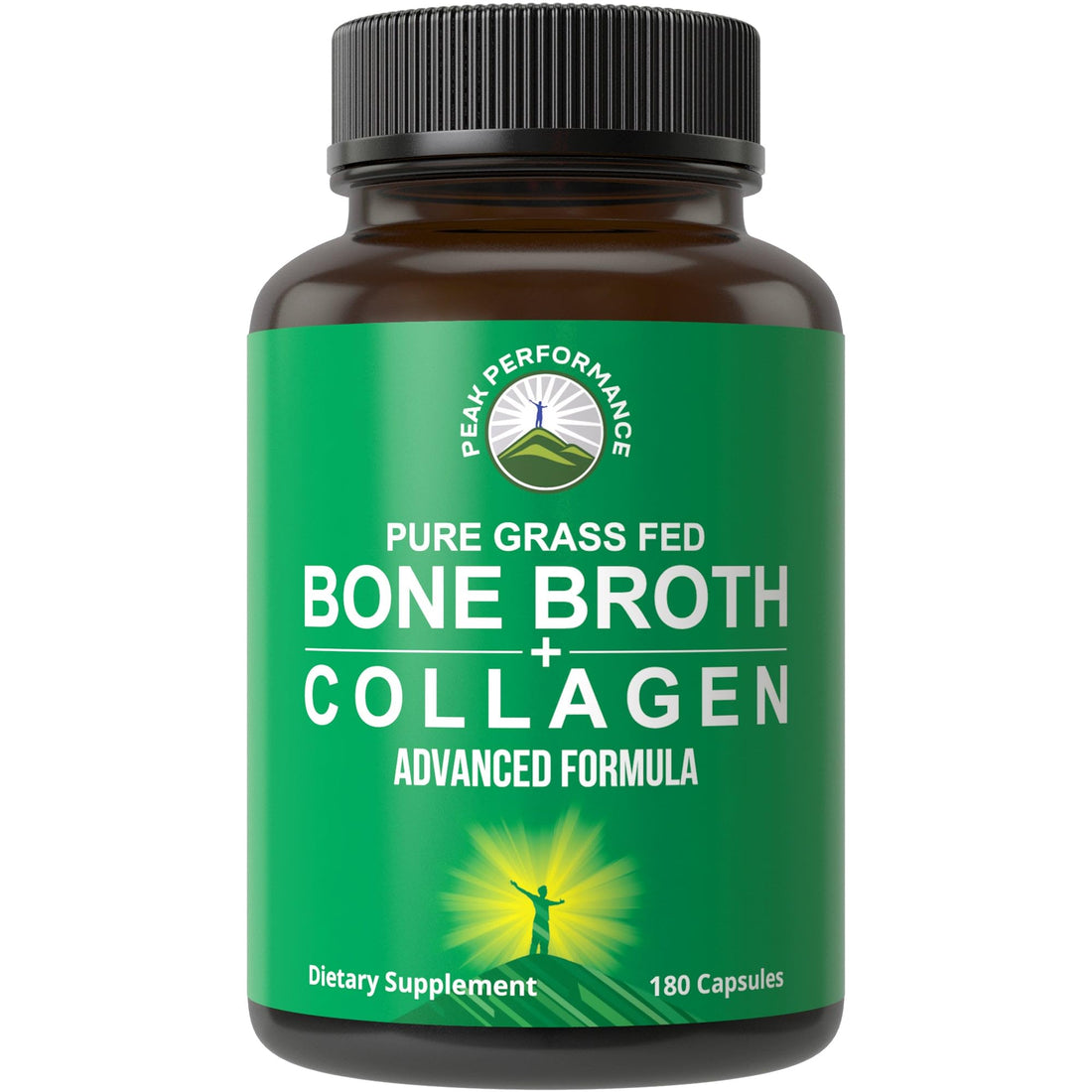 Bone Broth Collagen Capsules. 180 Pills of Grass Fed Bone Broth Collagen Protein Peptides. Contains All 3 Types 1, 2, and 3. Pure Pasture Raised Paleo Friendly Tablets for Women and Men