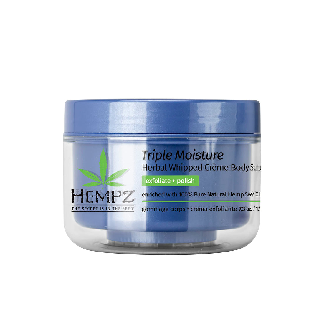 Hempz Triple Moisture Herbal Whipped Creme Body Scrub, Light Blue, Enchanted Grapefruit/Sparkling Peach, 7.3 Fluid Ounce