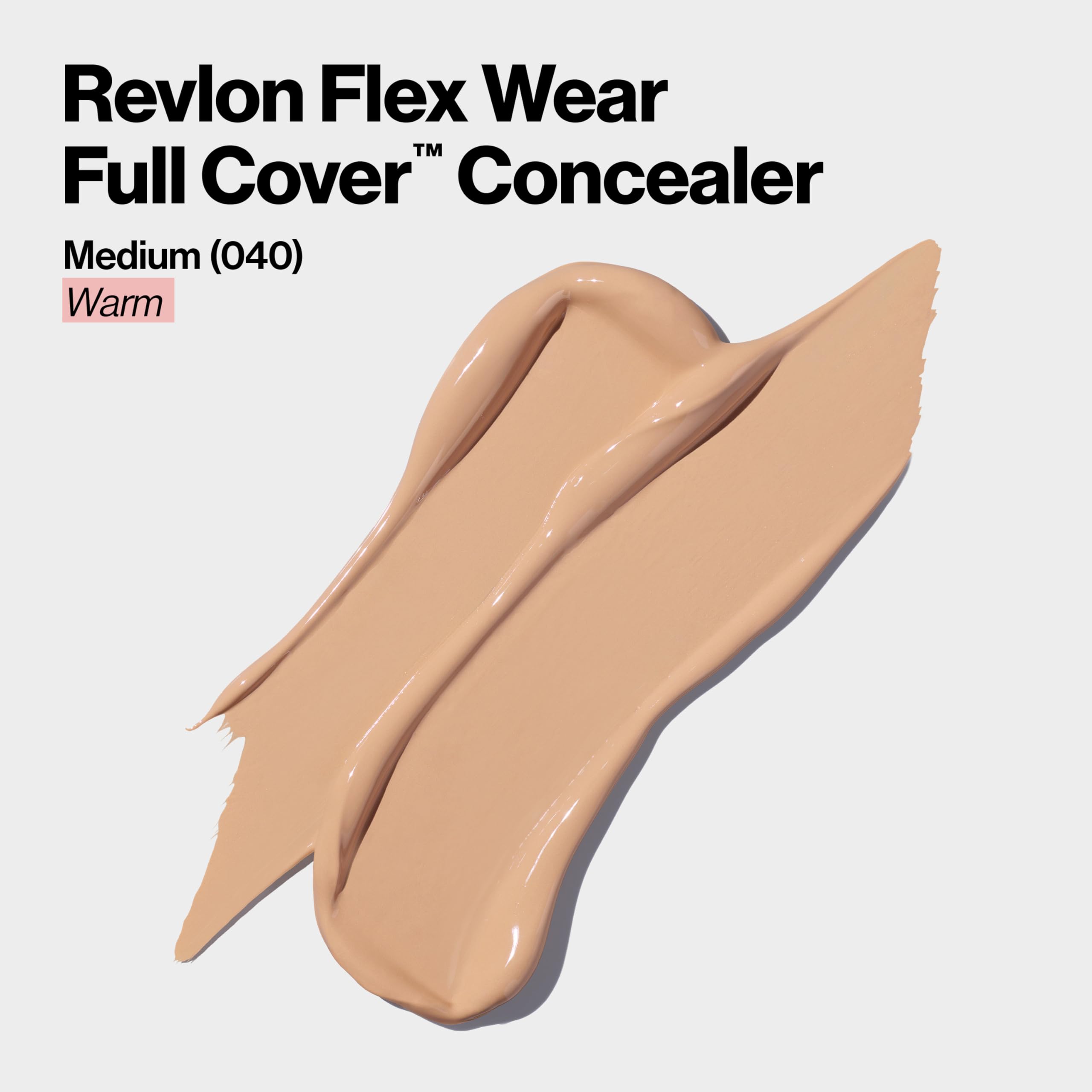 Revlon ColorStay Flex Wear, Full Cover Non-Creasing Concealer, Infused with Hyaluronic Acid & Vitamin E, Flexible Longwear, 040 Medium, 0.34 Fl Oz