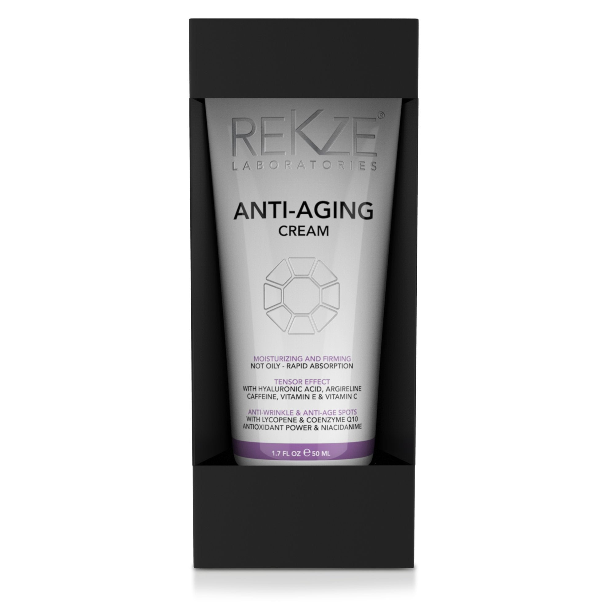 REKZE Anti-Aging Cream For Men & Women,Moisturizing & Firming,Not Oily,Rapid Absorption,Tensor Effect,Anti-Wrinkle & Age Spots With Lycopene,Coenzyme Q10,Hyaluronic Acid,Caffeine 50 ML