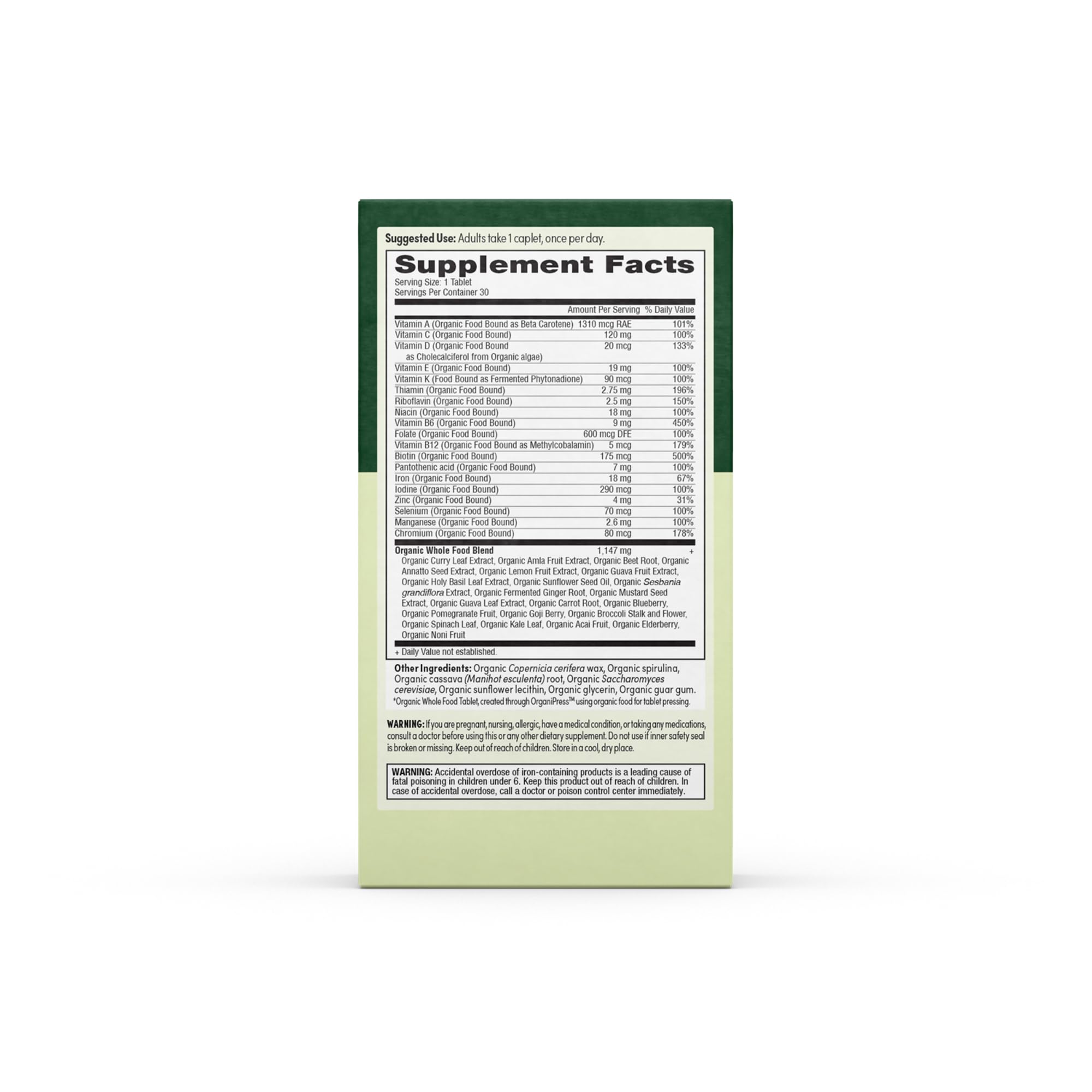 EarthFirst Organic Prenatal Multi Once Daily, Prenatal Vitamins for Women for Conception, Pregnancy, Postpartum & Breastfeeding, 30 Count