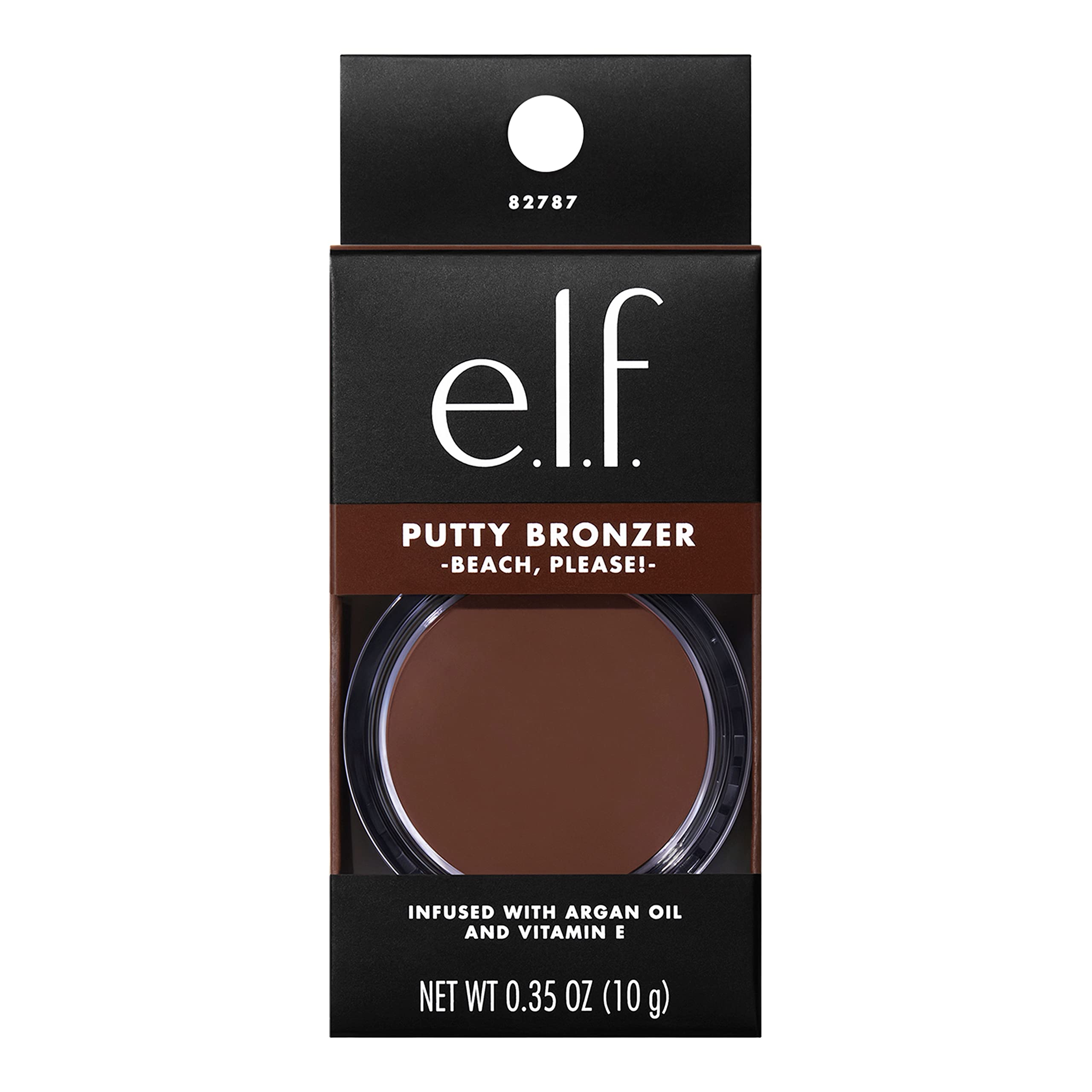 e.l.f. Putty Bronzer, Creamy & Highly Pigmented Formula, Creates a Long-Lasting Bronzed Glow, Infused with Argan Oil & Vitamin E, Beach, Please!, 0.35 Oz