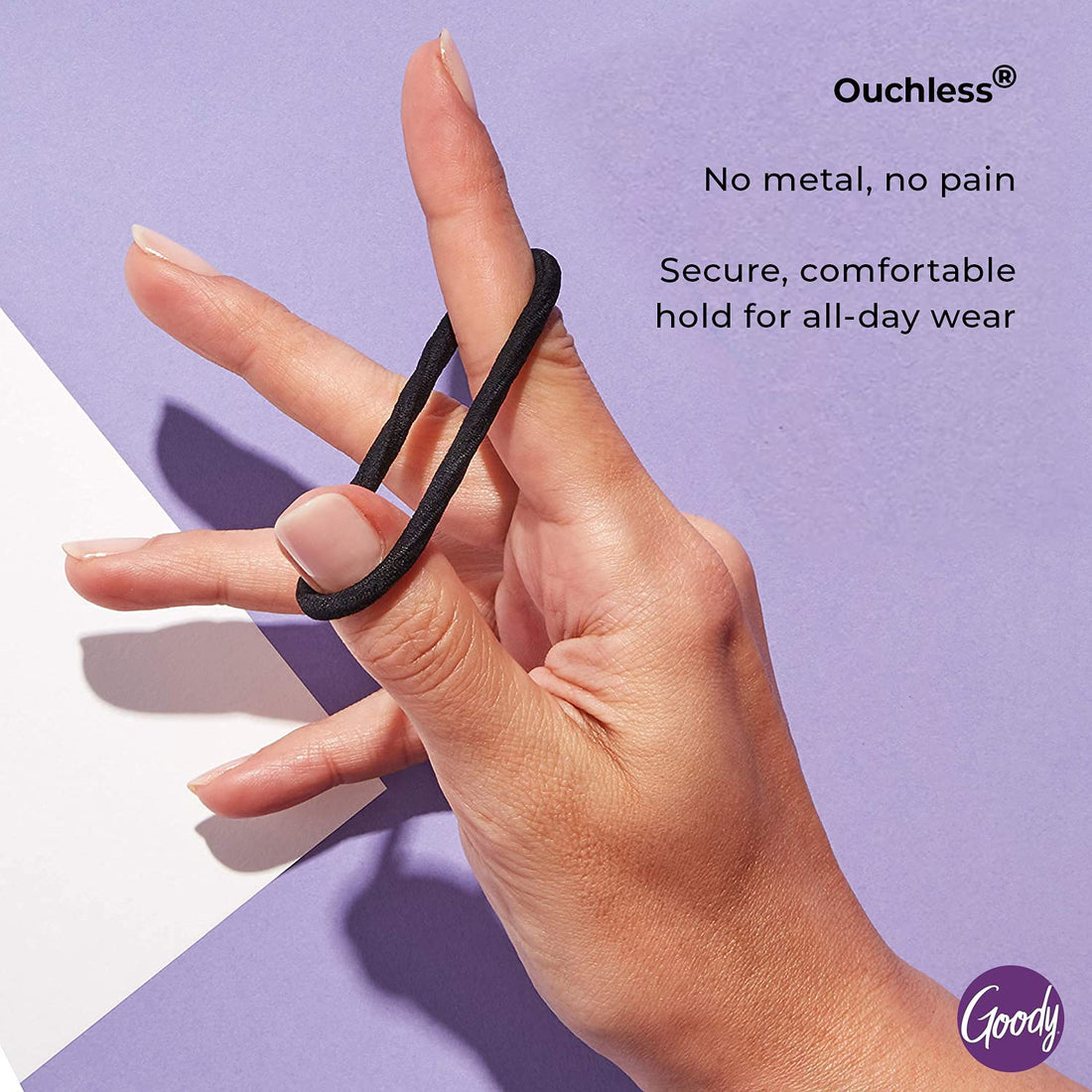 Goody Ouchless Women's Elastic Hair Ties - 27 Count, Black - 4MM for Medium Hair - Long-Lasting Braids, Ponytails, and More - Pain-Free Hair Accessories (Packaging May Vary)