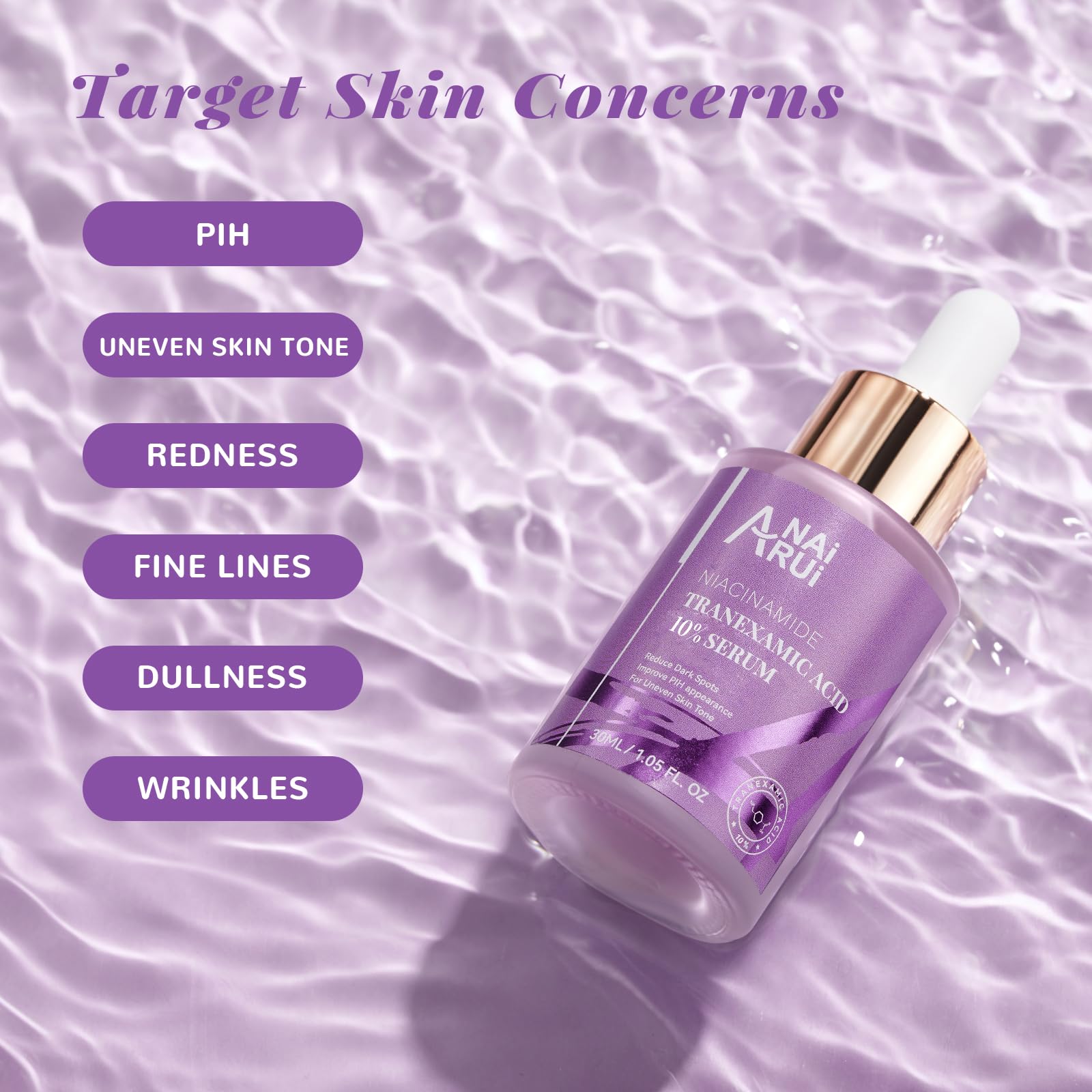 ANAI RUI 10% Tranexamic Acid Serum With Niacinamide,Kojic acid, Arbutin,Ceramide, for Uneven Skin Tone 1.05 FL.Oz