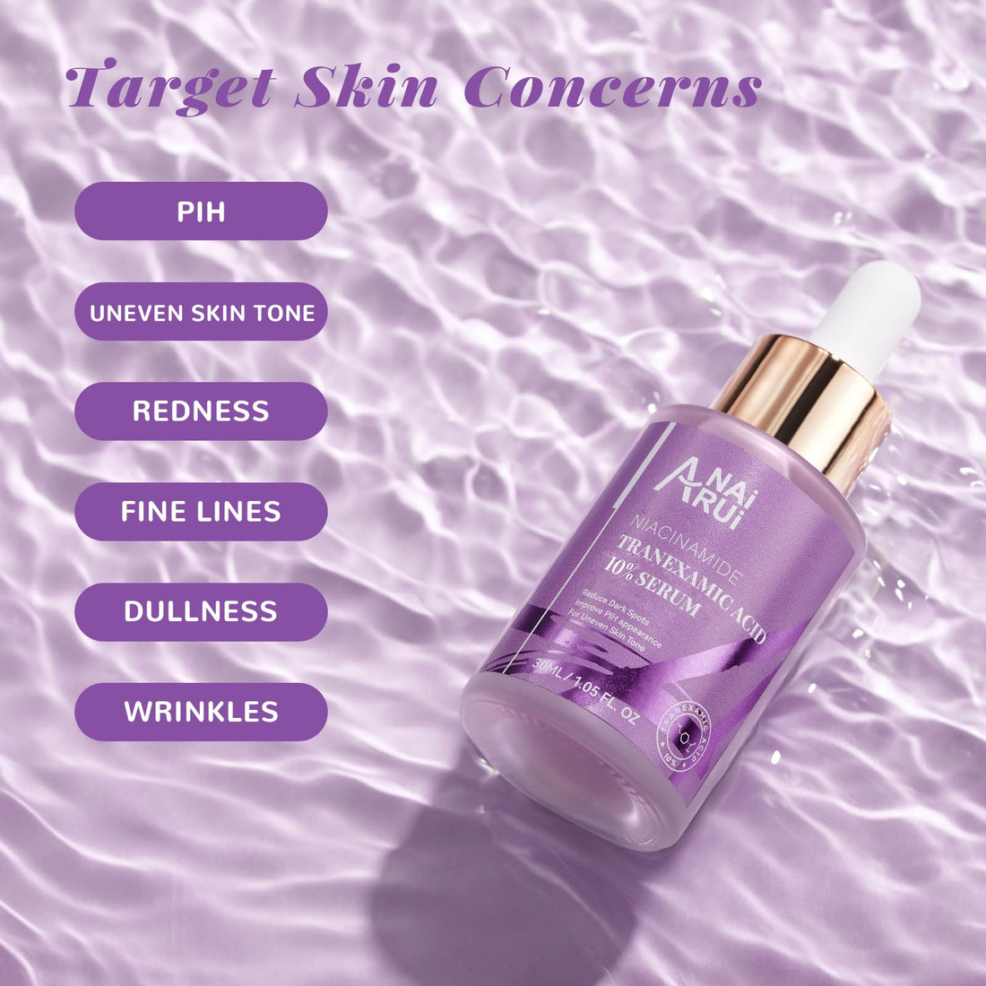ANAI RUI 10% Tranexamic Acid Serum With Niacinamide,Kojic acid, Arbutin,Ceramide, for Uneven Skin Tone 1.05 FL.Oz