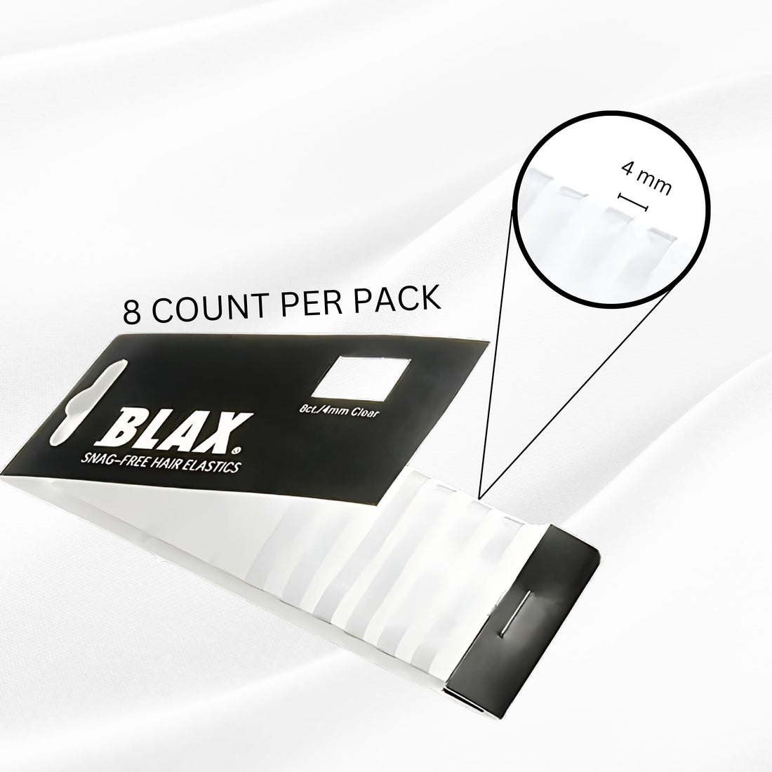 2 Pack , Clear : Blax Clear Snag-Free Hair Elastics - 4mm 2 Pack……