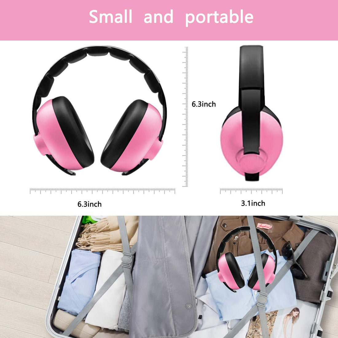 Baby Noise Cancelling Headphones,Baby Ear Protection Ear-Muffs for Newborns Infants and Toddlers, Baby Headphones Noise Reduction for Sleeping Airplanes Fireworks (Pink)