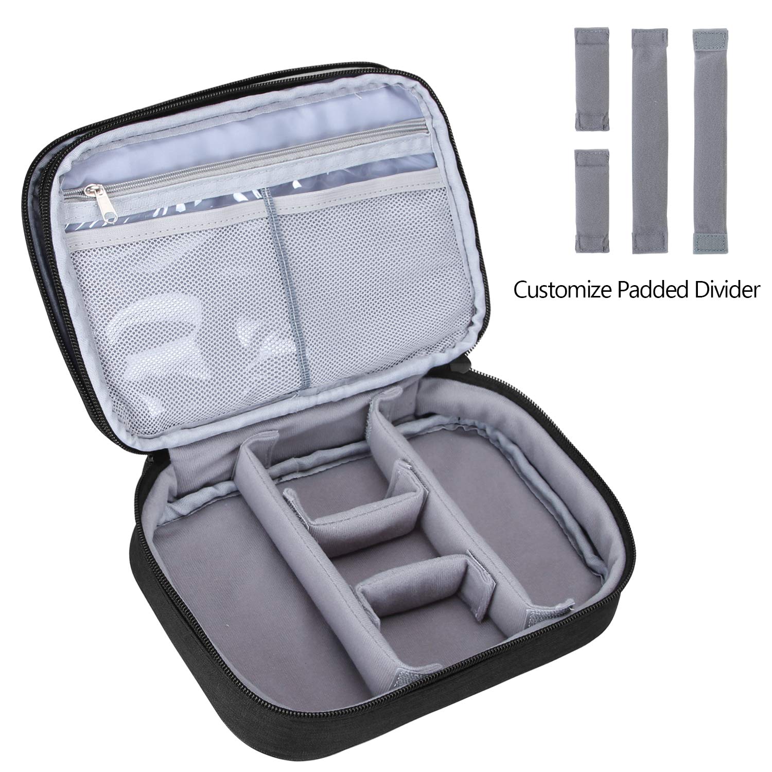 Teamoy Travel Makeup Brush Case(up to 8.8), Professional Makeup Train Organizer Bag with Handle Strap for Makeup Brushes and Makeup Essentials-Medium, Black (No Accessories Included)