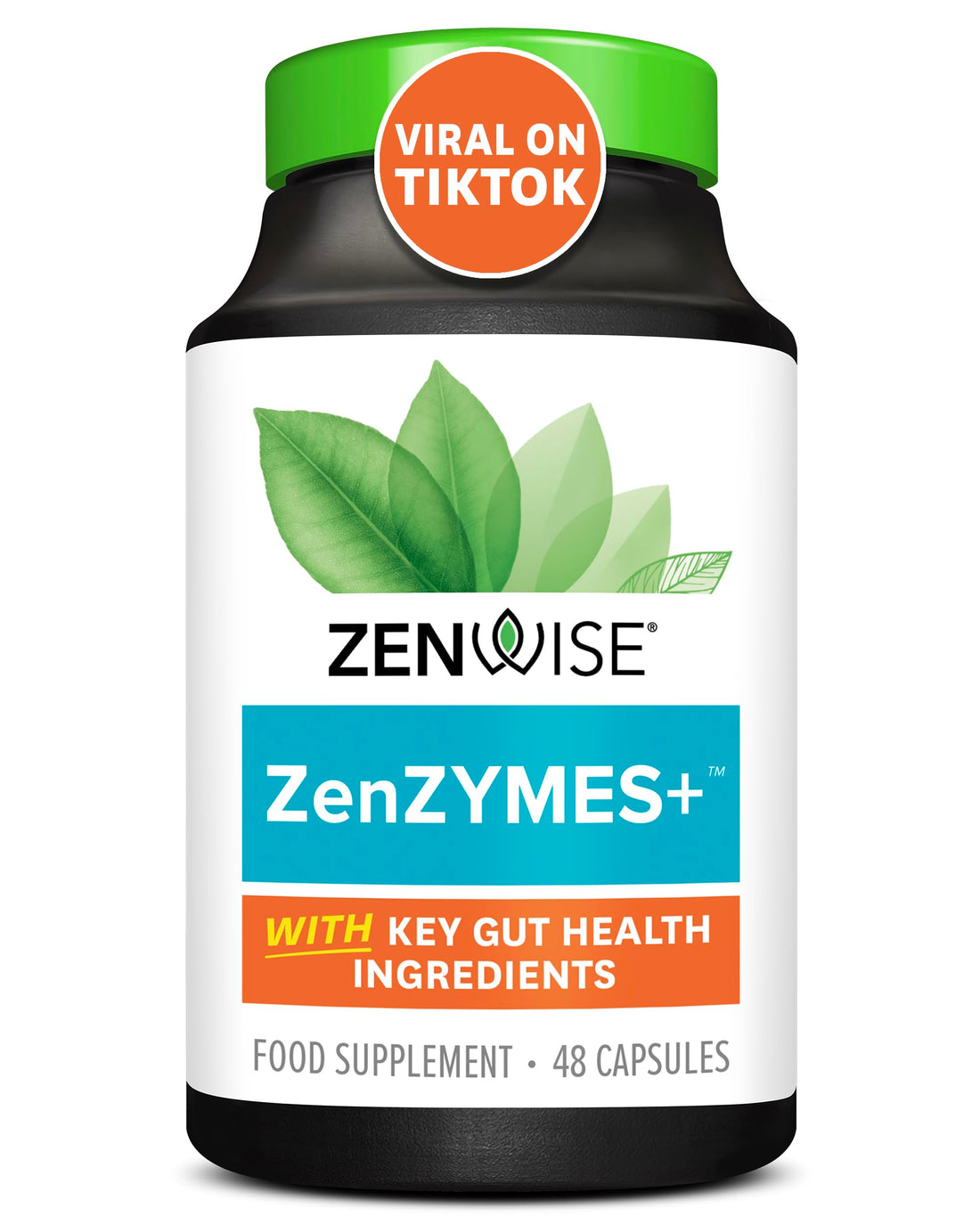 Zenwise Health NO Bloat Probiotics for Women and Men Digestive Health with Ginger, Dandelion, and Lactase, Digestive Enzymes for Gas and Bloating Relief - Vegan Water Retention Pills - 48 CT
