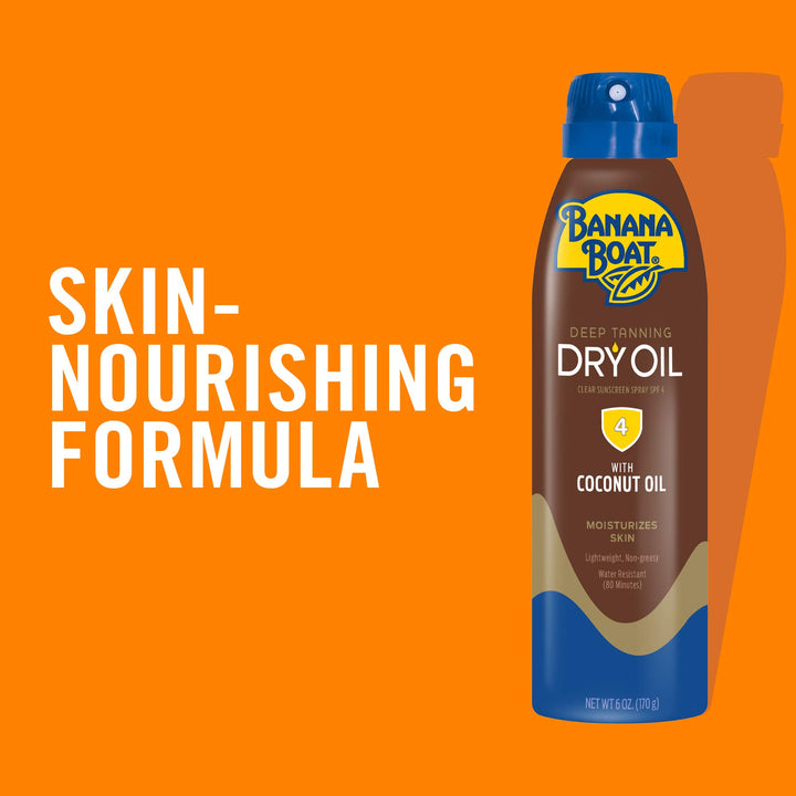 Banana Boat Sunscreen Ultra Mist Deep Tanning Dry Oil Sun Care Sunscreen Spray - SPF 4, 6 Ounces (Pack of 3) (Packaging may vary)