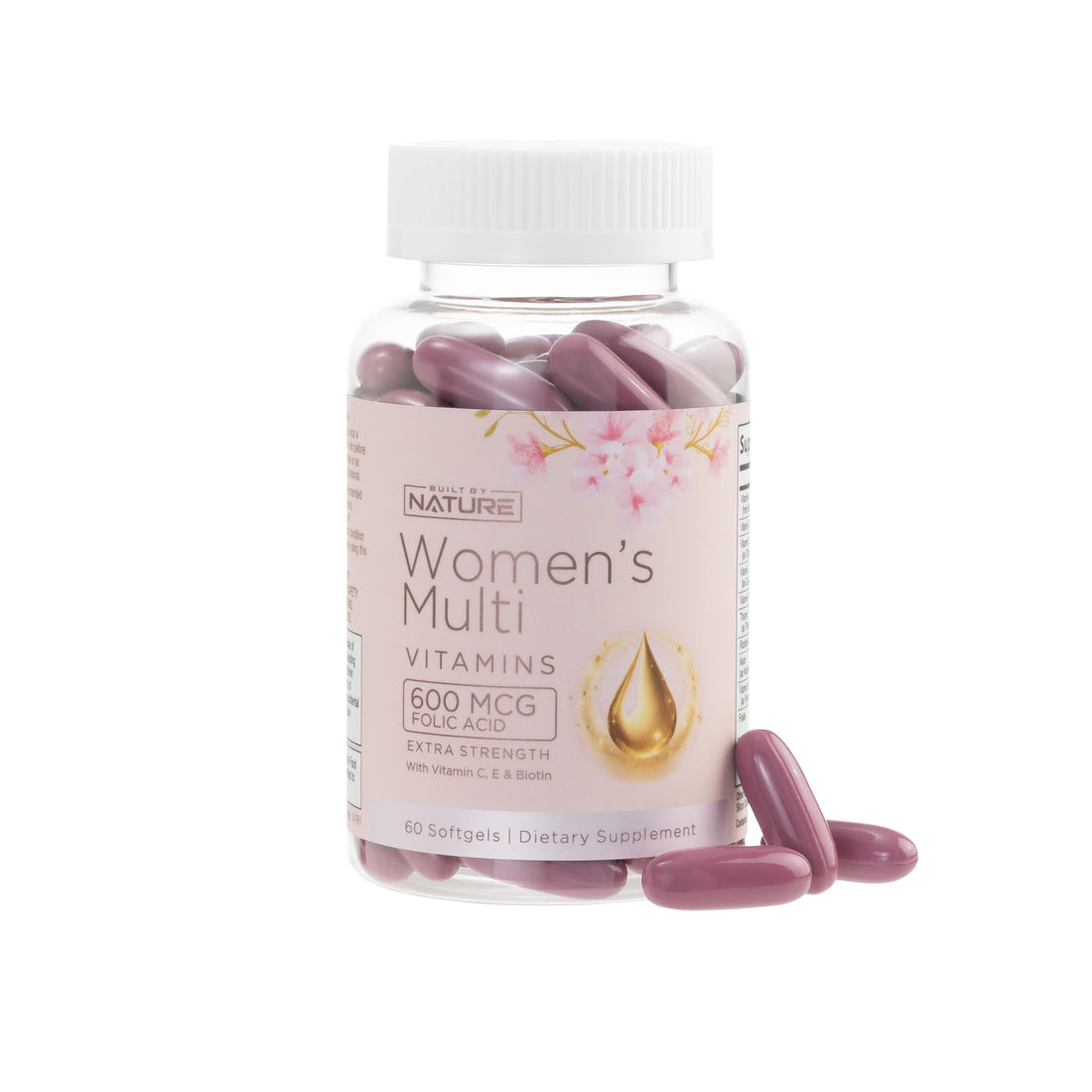 Built by Nature Vitamins for Women – Women's Complete Daily Multivitamin Supplement with A, B, C, D, E, Iron, Calcium, Magnesium and Multi Minerals – Wellness & Immune Health Support - 60 Softgels