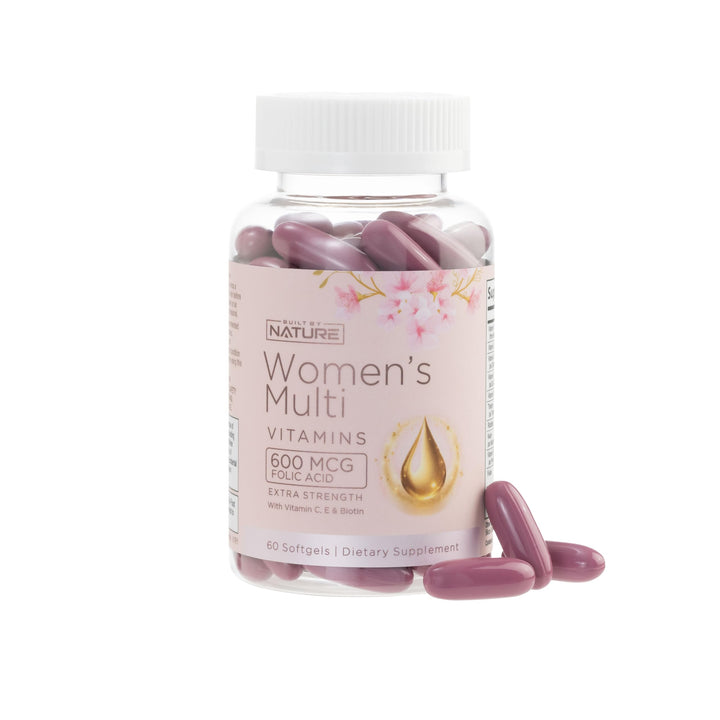 Built by Nature Vitamins for Women – Women's Complete Daily Multivitamin Supplement with A, B, C, D, E, Iron, Calcium, Magnesium and Multi Minerals – Wellness & Immune Health Support - 60 Softgels