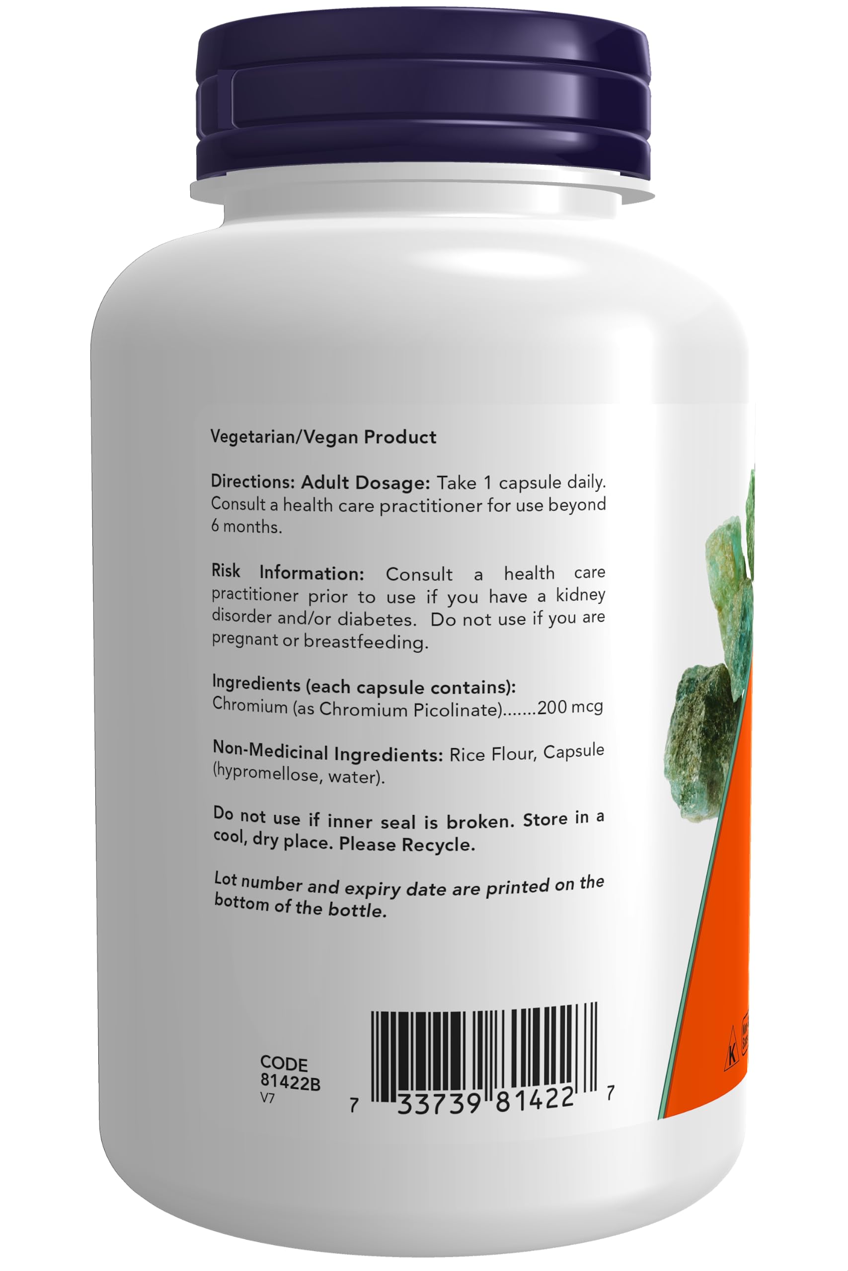 NOW Supplements, Chromium Picolinate 200 mcg, Insulin Co-Factor*, 250 Veg Capsules