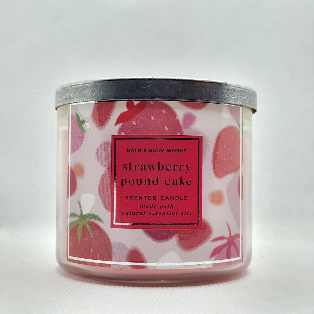 Bath & Body Works, White Barn 3-Wick Candle w/Essential Oils - 14.5 oz - 2022 Spring Scents! (Strawberry Pound Cake)