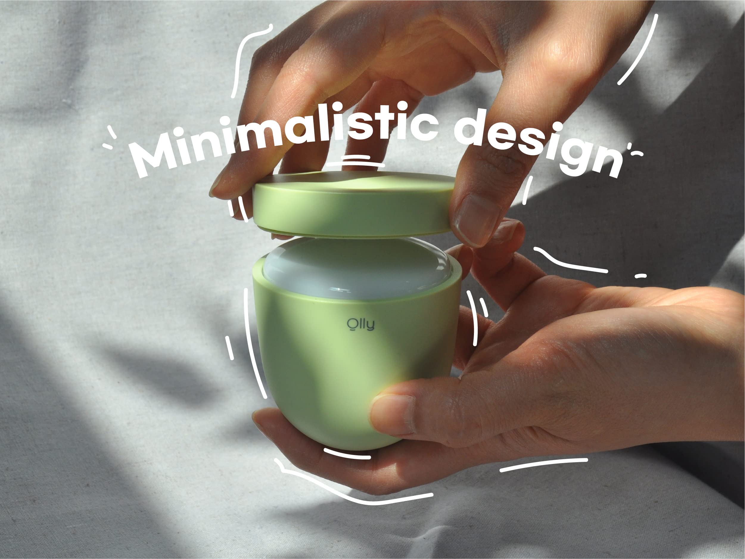 Olly Light Therapy Lamp - UV-Free LED Sunlight Lamp with 140g Compact Size, Rechargeable, 2step Brightness Mode, 25minutes Automatic Timer - Daily Sunlight to Sleep Well (Solid Gray)