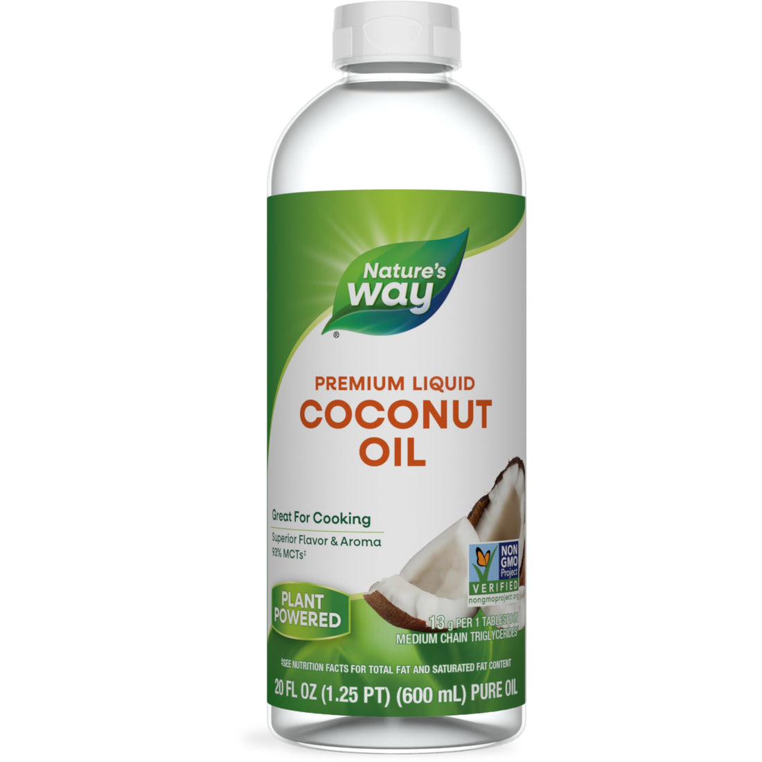 Nature's Way Liquid Coconut Oil, Superior Flavor and Aroma, Hexane Free, Stays Liquid, Non-GMO Project Verified, 20 Fl Oz (Packaging May Vary)