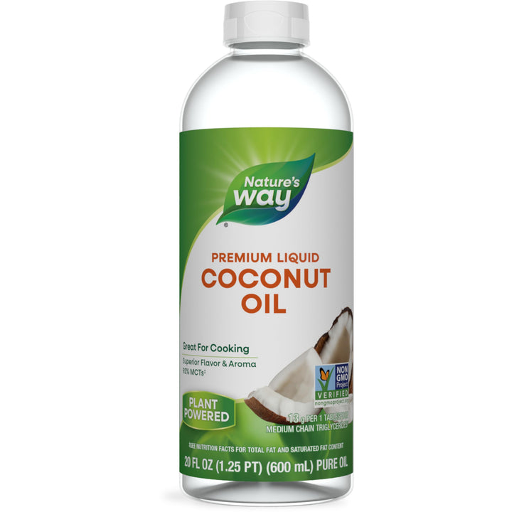 Nature's Way Liquid Coconut Oil, Superior Flavor and Aroma, Hexane Free, Stays Liquid, Non-GMO Project Verified, 20 Fl Oz (Packaging May Vary)