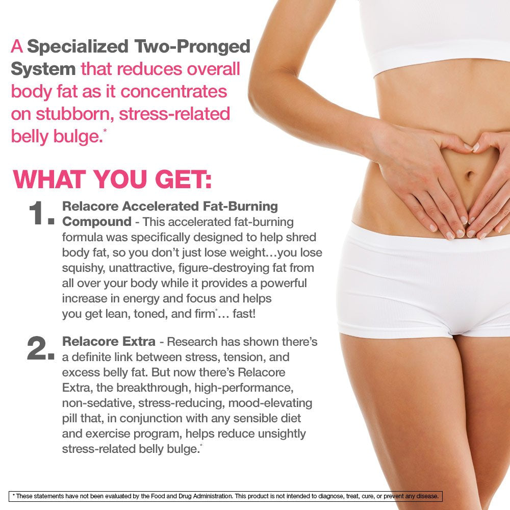 Relacore Ultimate Super Fat-Burning Belly Bulge Kit - Specialized Two-Pronged Weight-Loss System - Stress Relief and Fat Burning Supplements, 15 Day-Supply