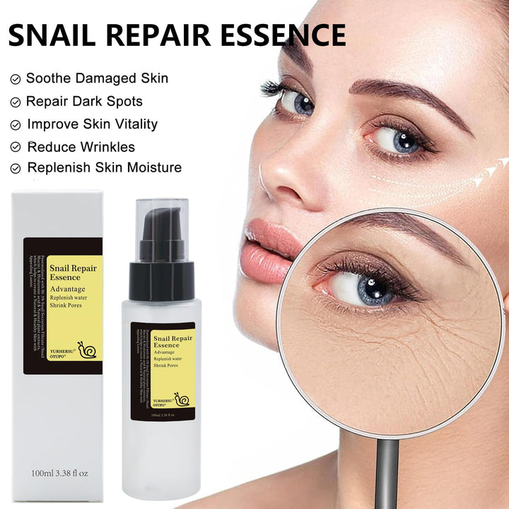 Snail Mucin Essence, With 96.3% Snail Secretion Filtrate, Power Repairing Serum for Fine Lines & Dull Skin & Acne, Replenish Water Shrink Pores, Lifting Firming; 3.38 fl.oz; JH-WN
