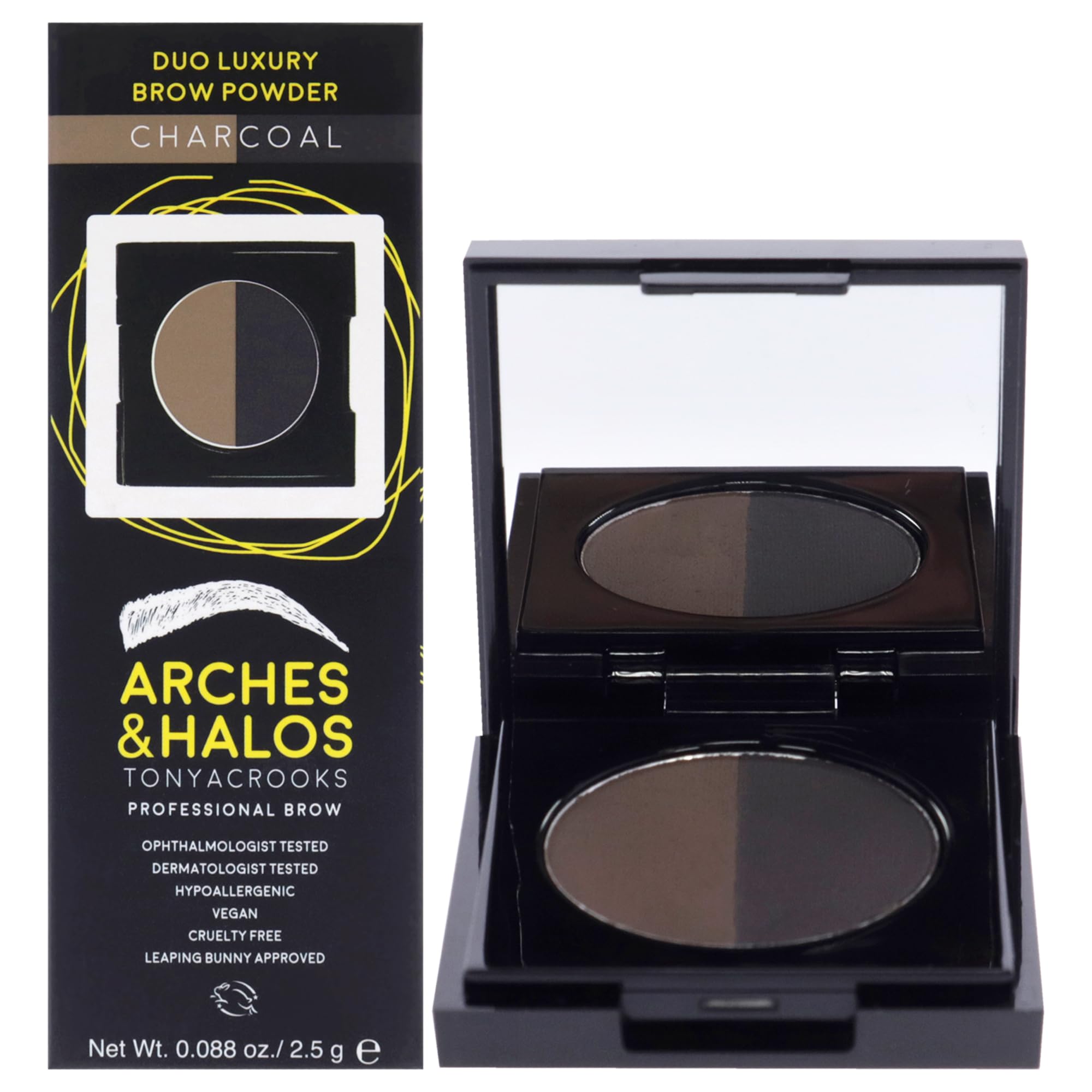 Arches & Halos Duo Luxury Brow Powder - Two-for-One Versatile Compact Powder - Get Full, Defined Brows - Vegan and Cruelty Free Makeup - Sunny Blonde - 0.88 oz