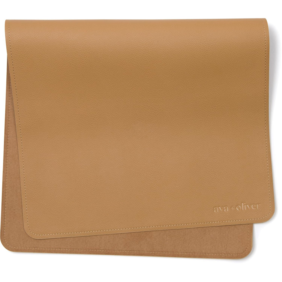 Ava + Oliver Foldable Portable Diaper Mat in Vegan Leather (16 x 30 in); Wipeable & Multipurpose - Tan