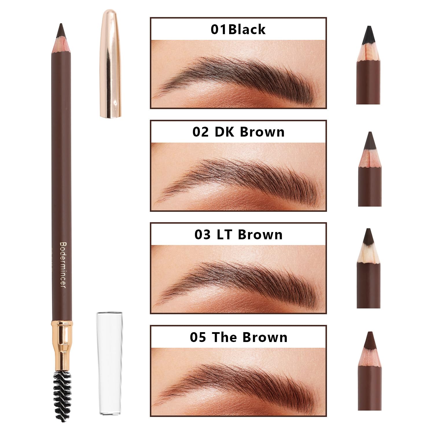 HanZan Eyebrow Pencil Longlasting Waterproof Durable Automaric Liner Eyebrow 5 Colors to Choose (1# Black)