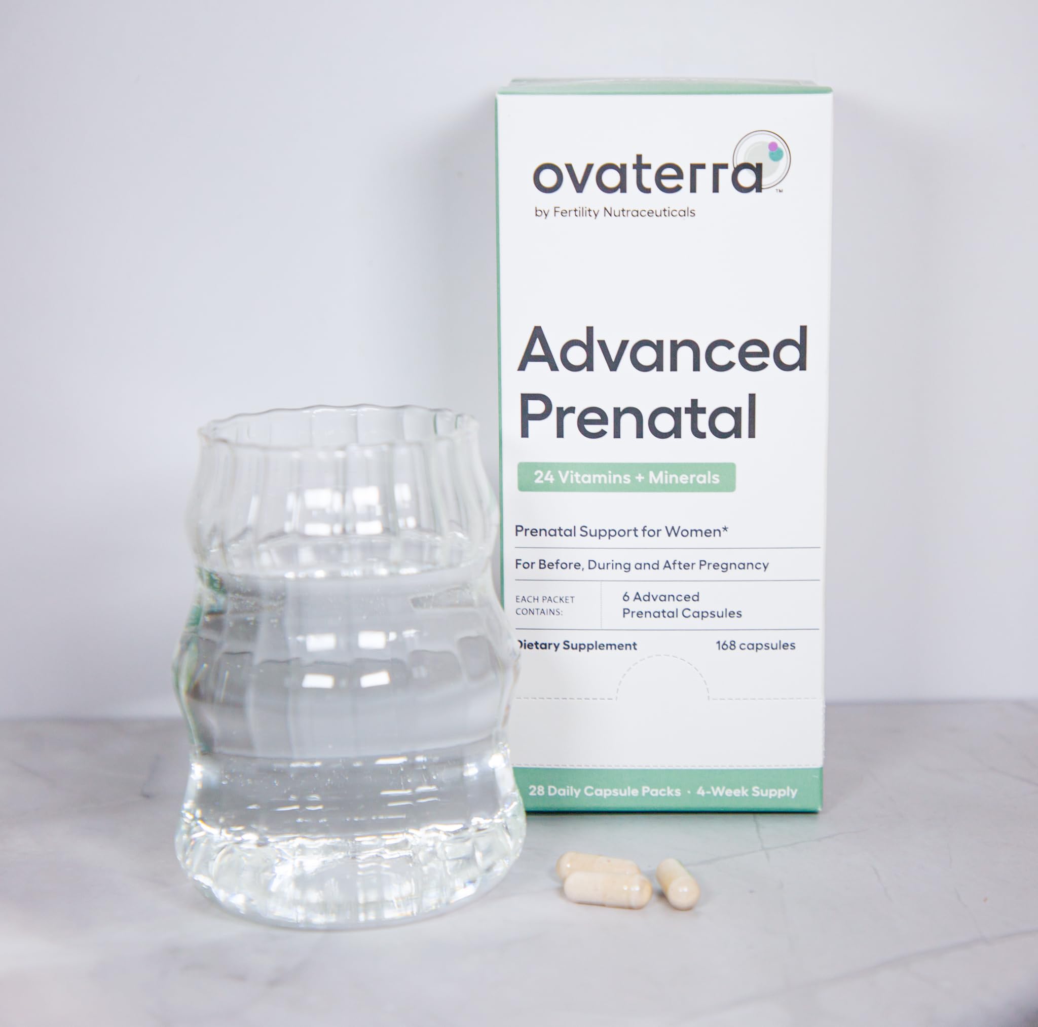 Ovaterra Advanced Prenatal, Prenatal Vitamins for Women with Choline, Methylfolate, Chelated Iron, Vitamins A, B6, and B12, 4-Week Supply Prenatal Multivitamin (28 Capsule Packs)