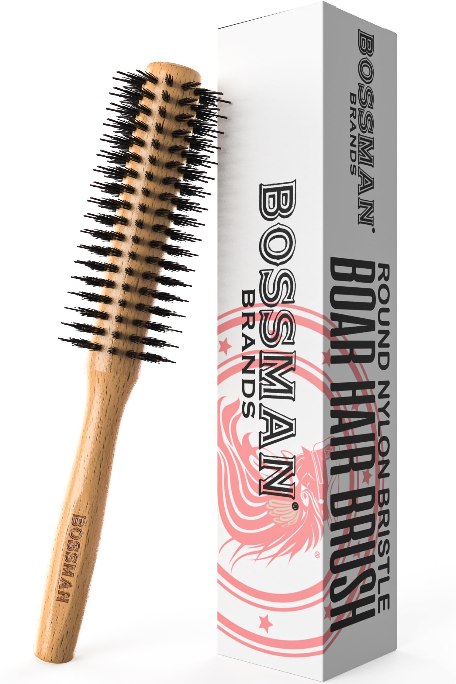 BOSSMAN ROUND BOAR & NYLON BRISTLE BRUSH