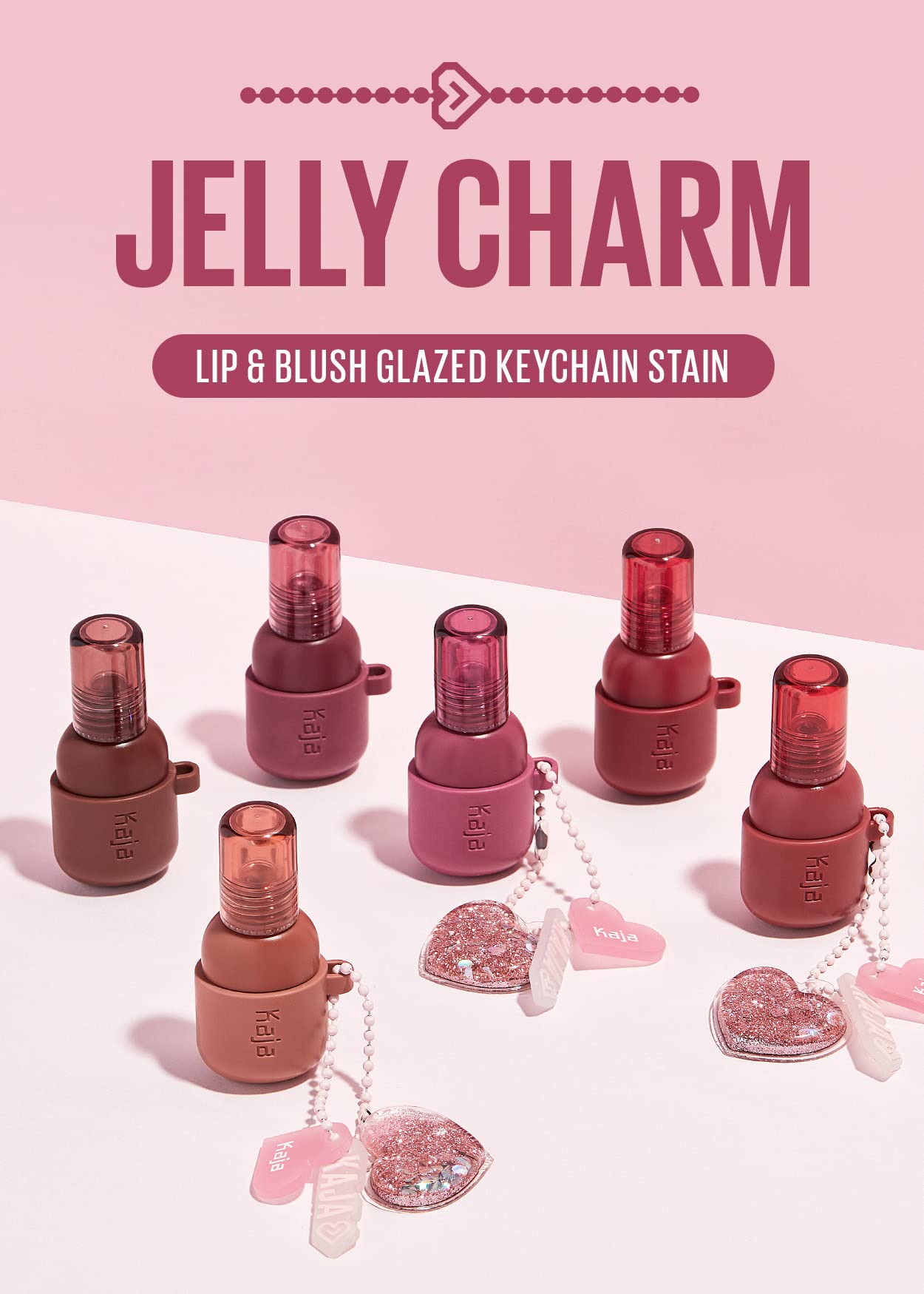 Kaja Lip & Blush Glazed Keychain Stain - Jelly Charm 02 Squeeze Guava | with Triple Berry Complex, Lemon Fruit Extrac & Olive Squalane, Hydrating, Long Lasting Lip Tint, Mother's Day