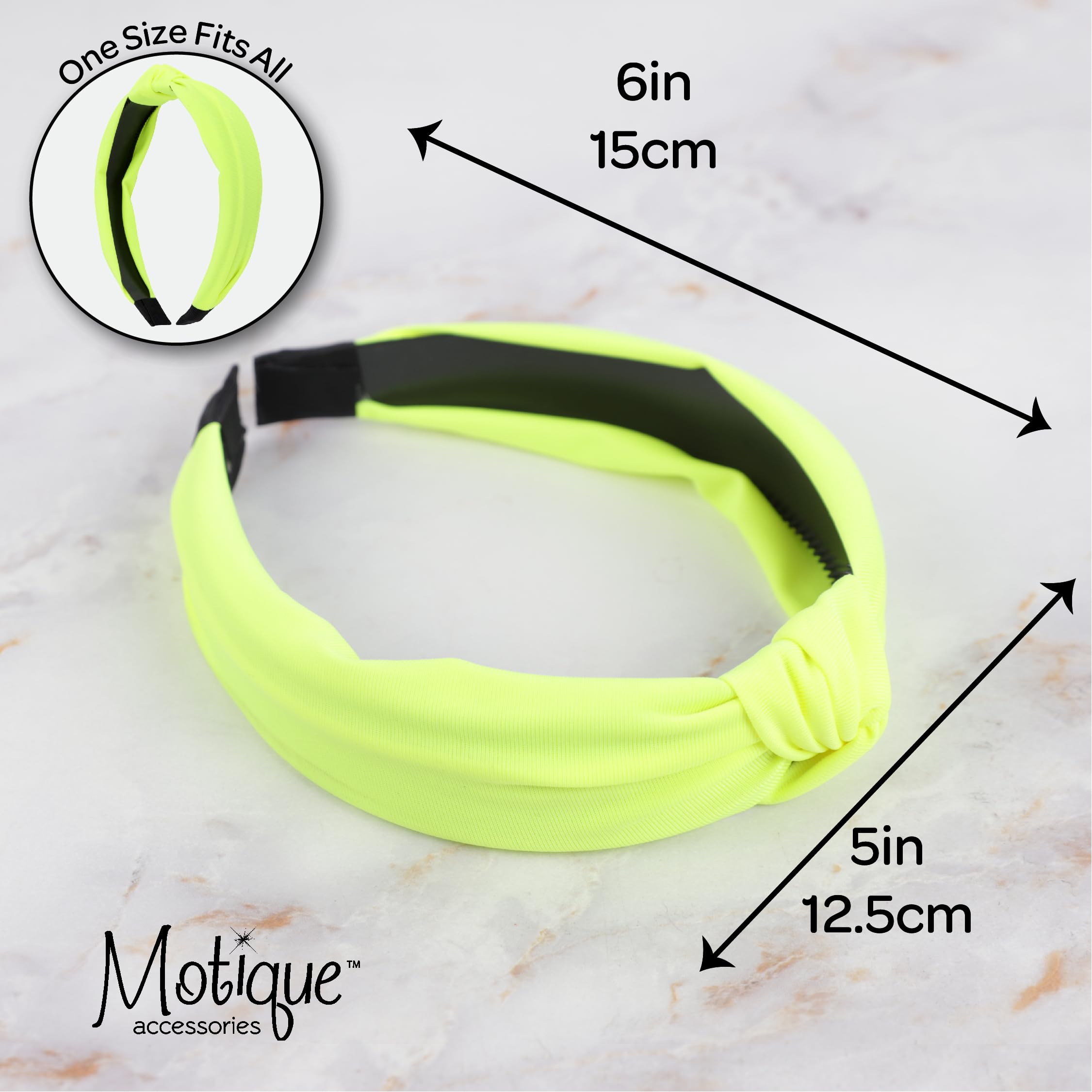 Neon Yellow 1 Inch Fabric Turban Knot Headband