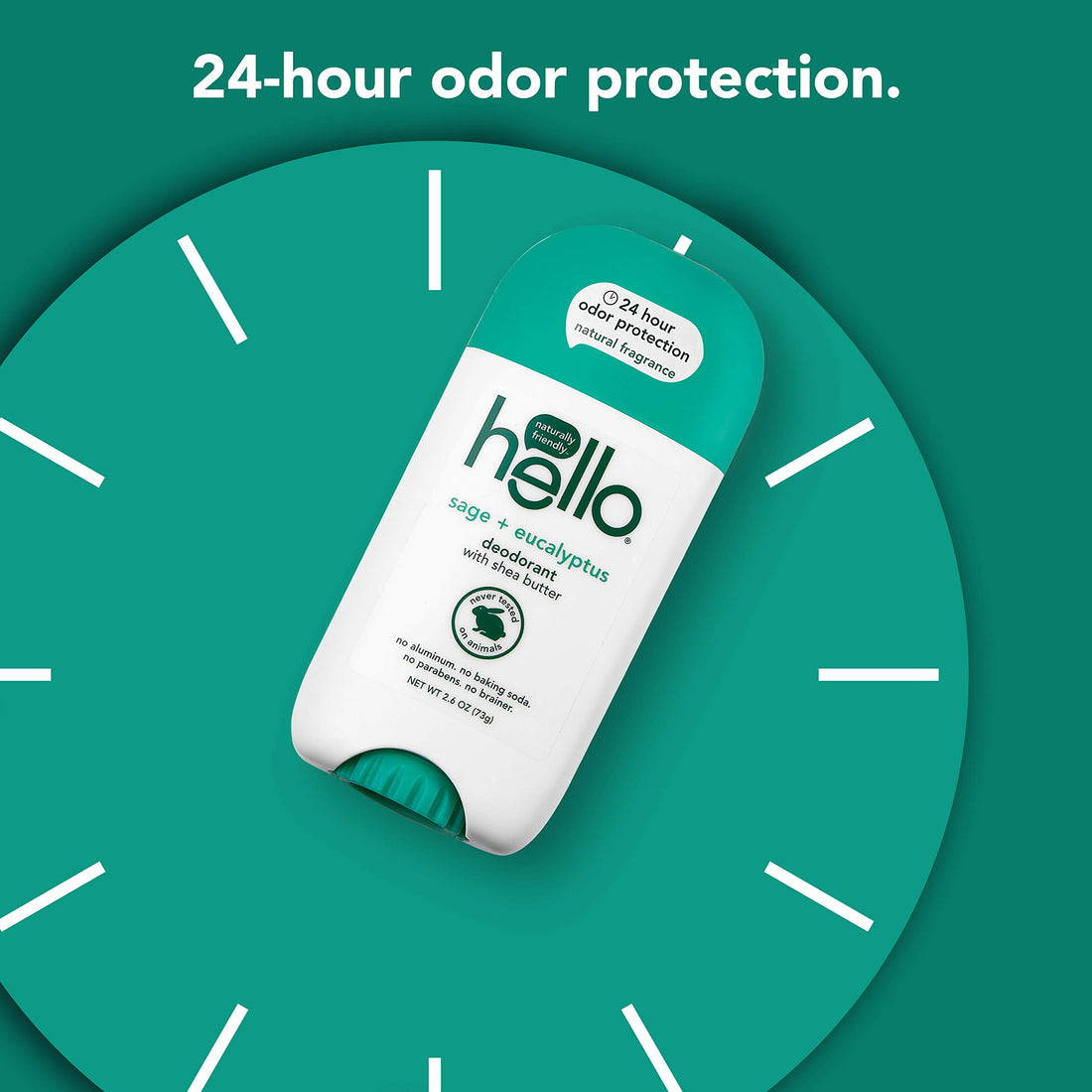 hello White Sage + Eucalyptus Deodorant With Shea Butter for Women + Men, 24 Hour Odor Protection, No Aluminum + No Baking Soda, Vegan & Parabens Free, 2.6oz, 3 count