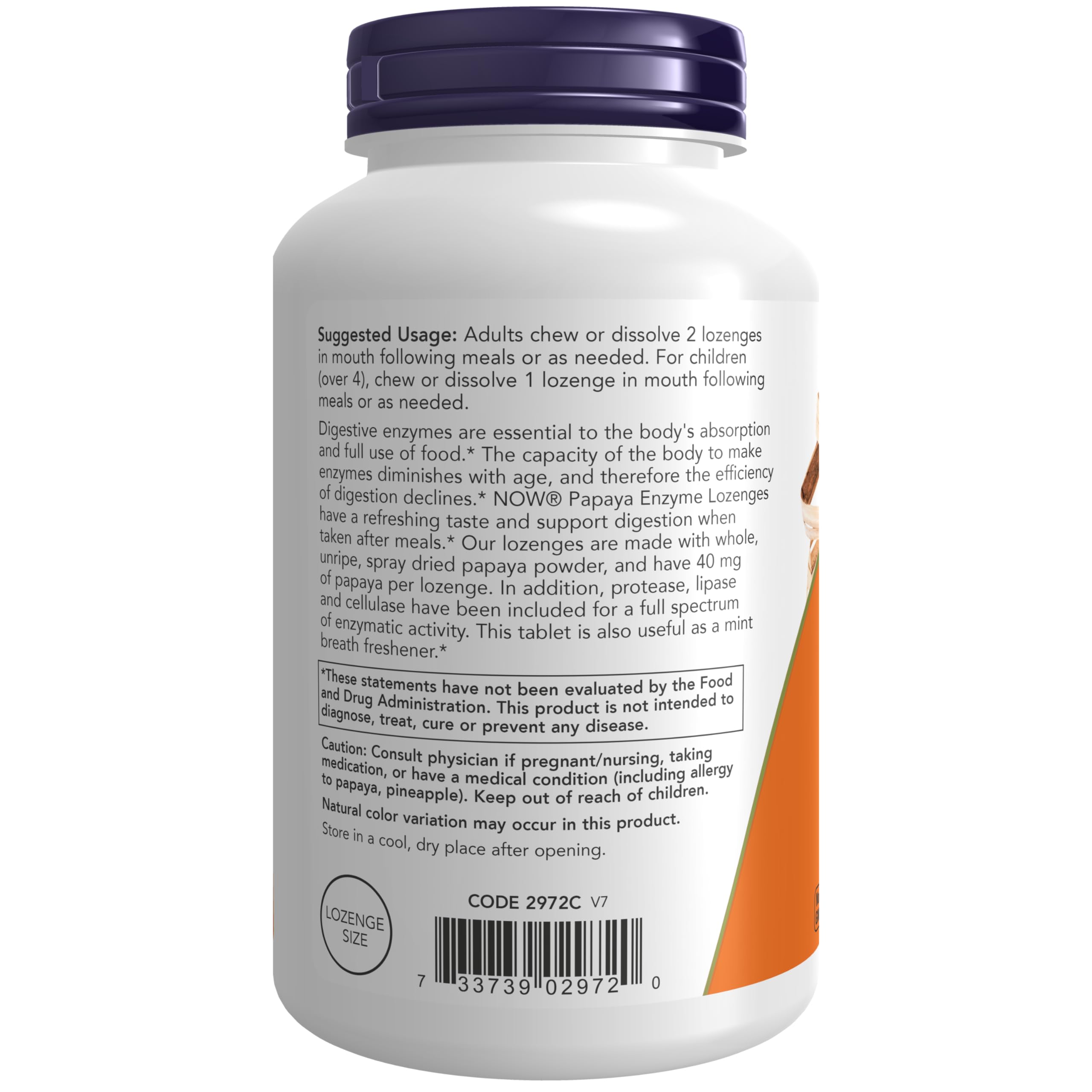 NOW Foods Supplements, Papaya Enzyme with Mint and Chlorophyll, Digestive Support*, 360 Chewable Lozenges