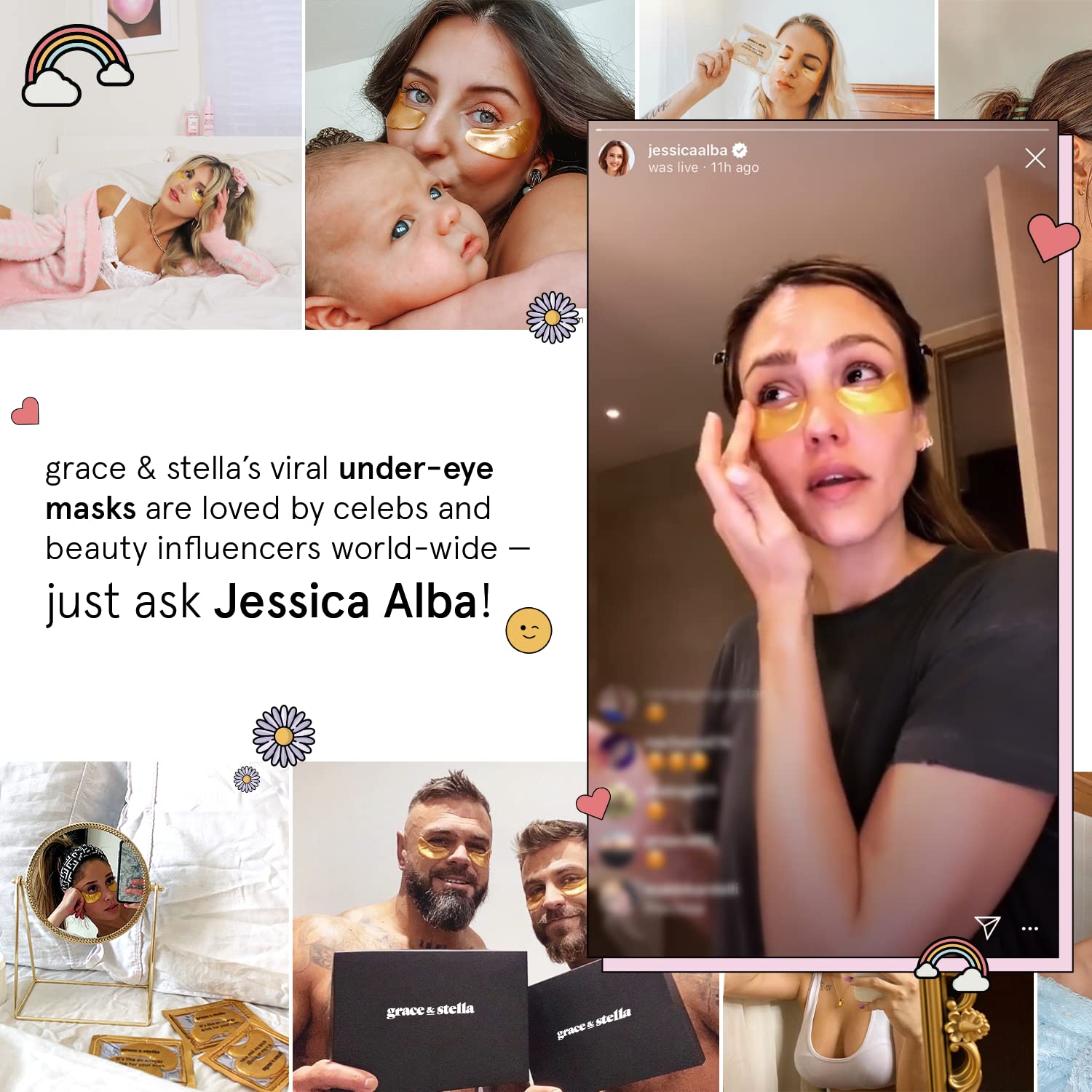 Under Eye Patches For Puffy Eyes (30 Pairs) - Vegan Energizing Under Eye Gel Pads for Dark Circles, Eye Bags, and Puffiness - by grace and stella