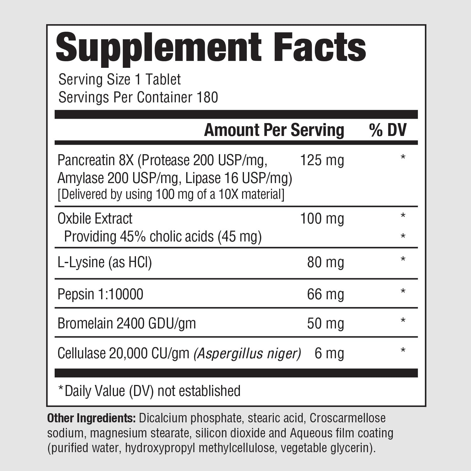 PureFormulas Complete Enzyme | Pancreatic Enzymes 1000mg (Full Strength) | Pancreatin Digestion Supplement with Protease, Amylase & Lipase | Digestive Support | Dairy, and Soy Free 180 Tablets