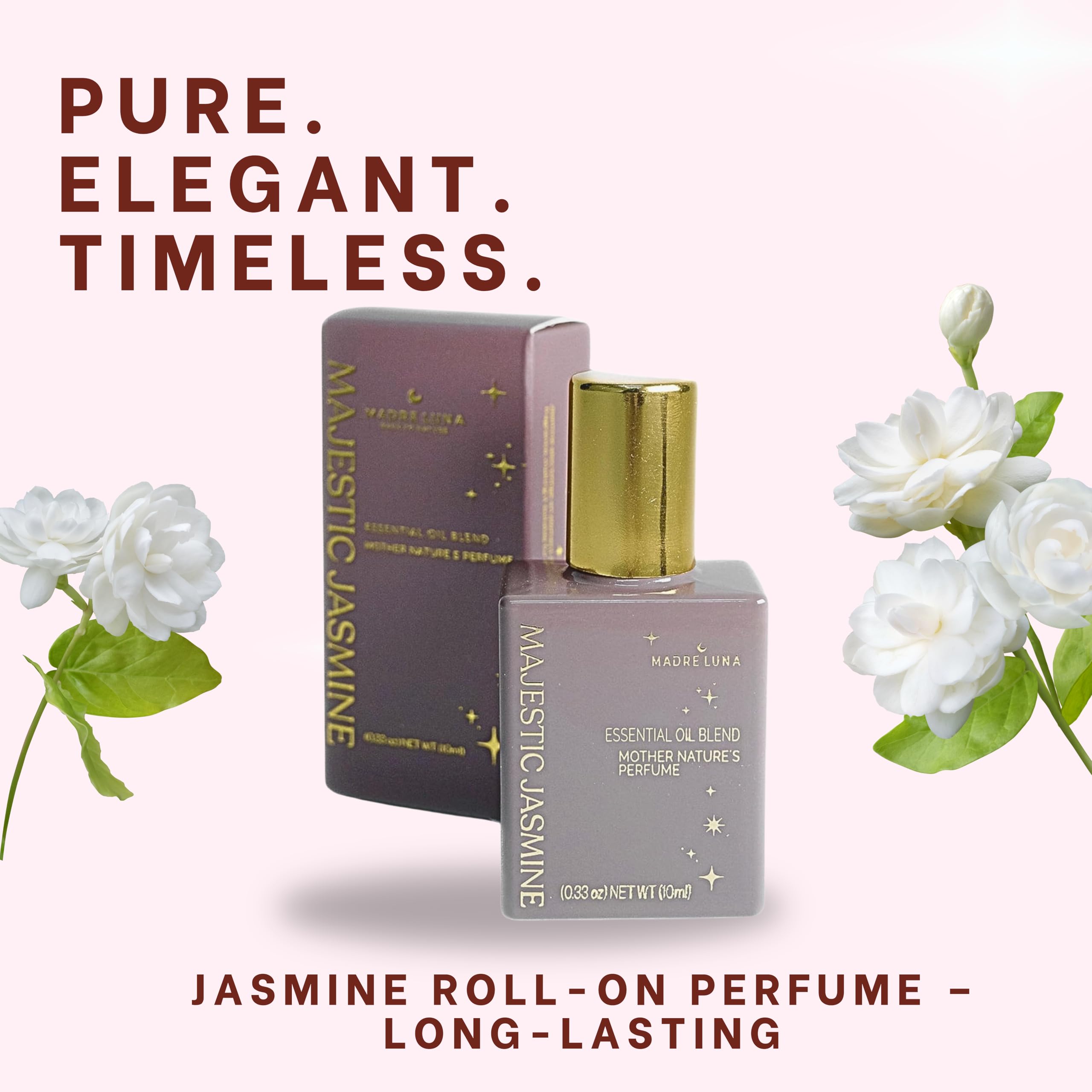 MADRE LUNA AYURVEDIC SKIN CARE, Majestic Jasmine Roll-On Natural Perfume for Women - Long-Lasting & Alcohol-Free Fragrance with Destilated Oils, Natural Scent, 10 ml | Floral & Elegant