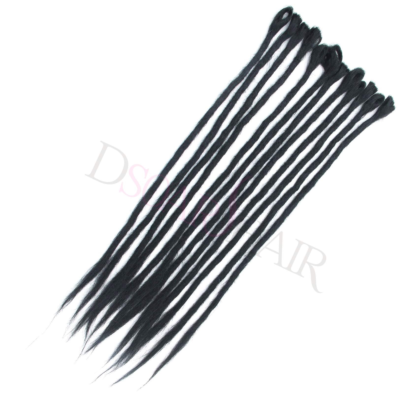 Dsoar Dreadlock Extensions For Women/Men 20 Inch Synthetic Dreads 12 Strands Handmade Fashion Reggae Locs Hip-Hop Crochet Dreadlocks(1#,Black Color)