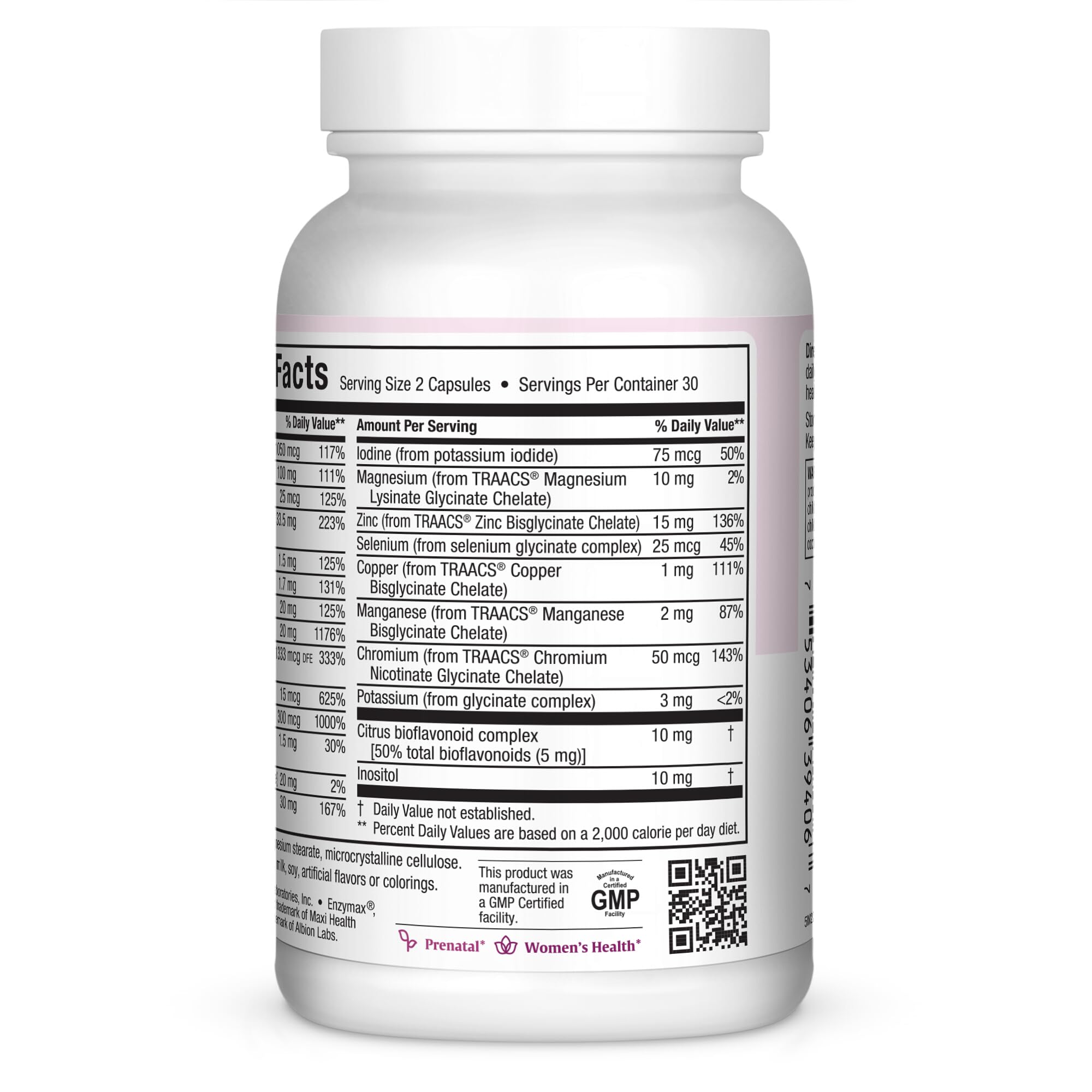 Maxi-Health Small Prenatal Capsules with Methyl Folate - Minerals, Gentle Iron, Vitamins - Kosher, 60 Count