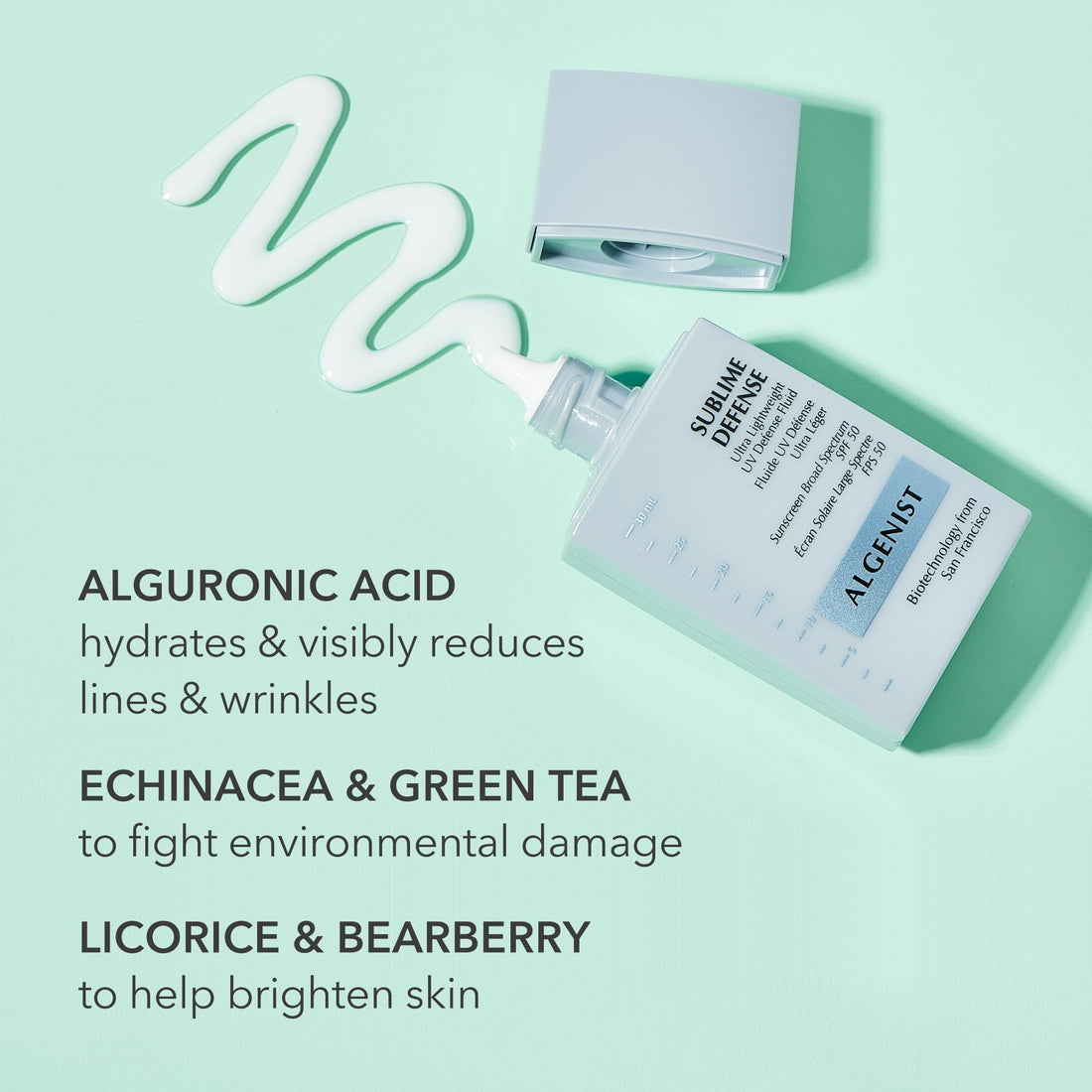 Algenist Ultra Lightweight UV Defense Fluid SPF 50 for Women, 1 Ounce