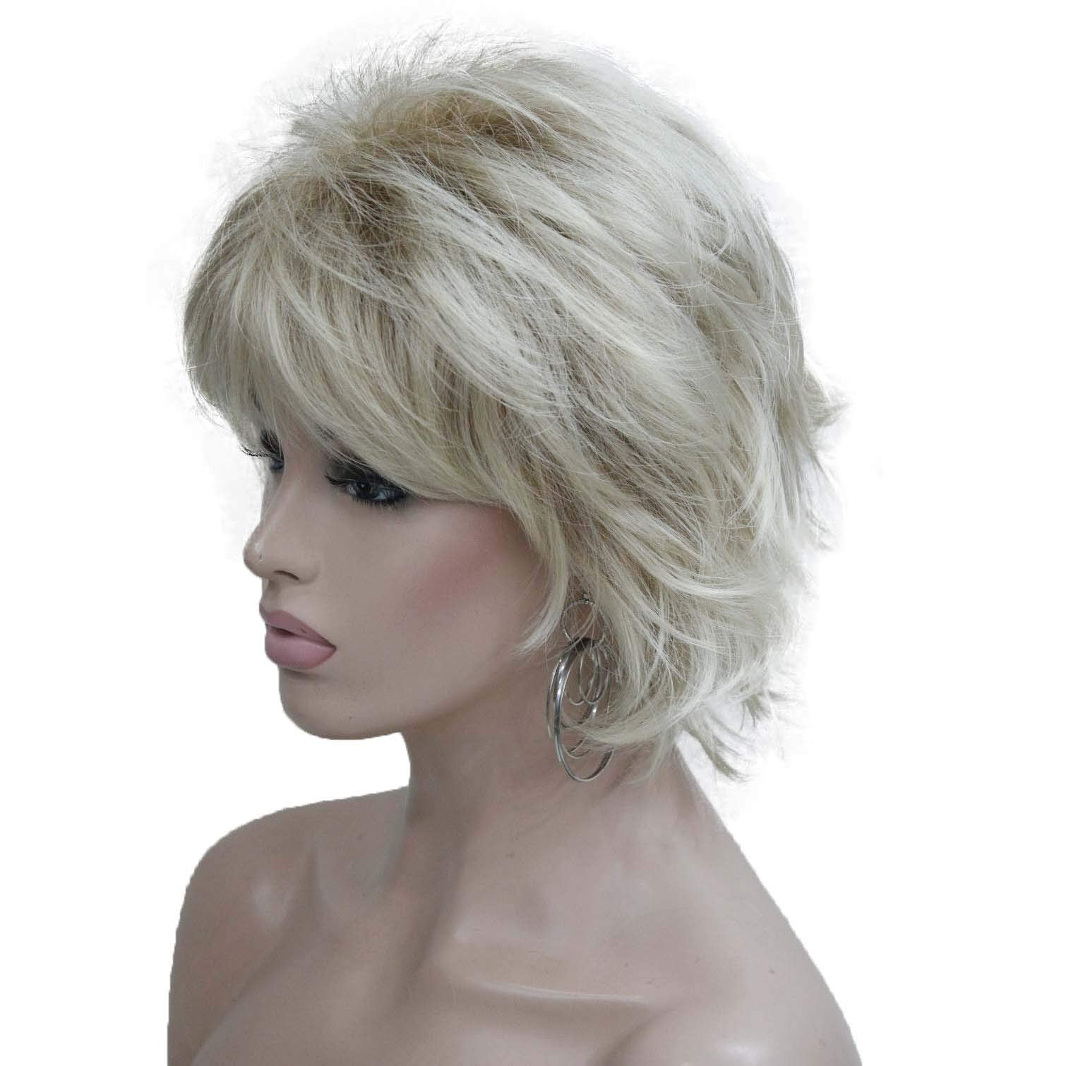 #R27-613 Gold: Wiginway Short Wavy Wig Paula Young Wig for Women Layered Natural Look Synthetic Golden 6 Inch