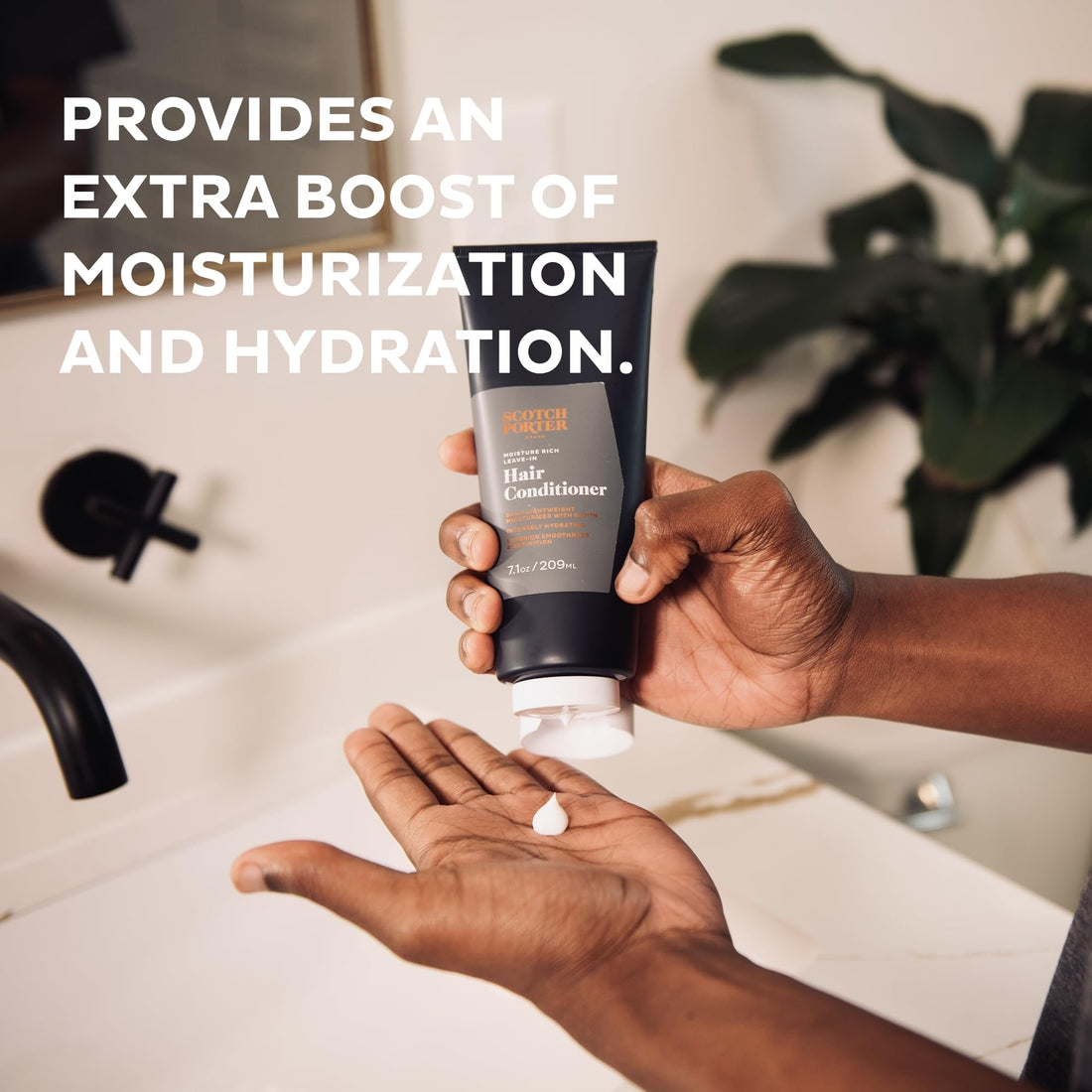 Scotch Porter Curls & Waves Leave-In Hair Conditioner for Men | Superior Smoothness & Definition | Free of Parabens, Sulfates & Silicones | Vegan | 7.1oz Bottle