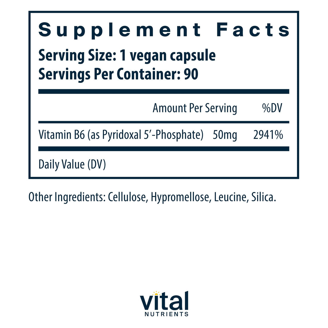 Vital Nutrients Pyridoxal-5 Phosphate | Activated Vitamin B6 | Methylated B6 for Metabolism, PMS, and Menstrual Support* | High-Potency P5P Supplement | Gluten, Dairy, Soy Free | 90 Capsules