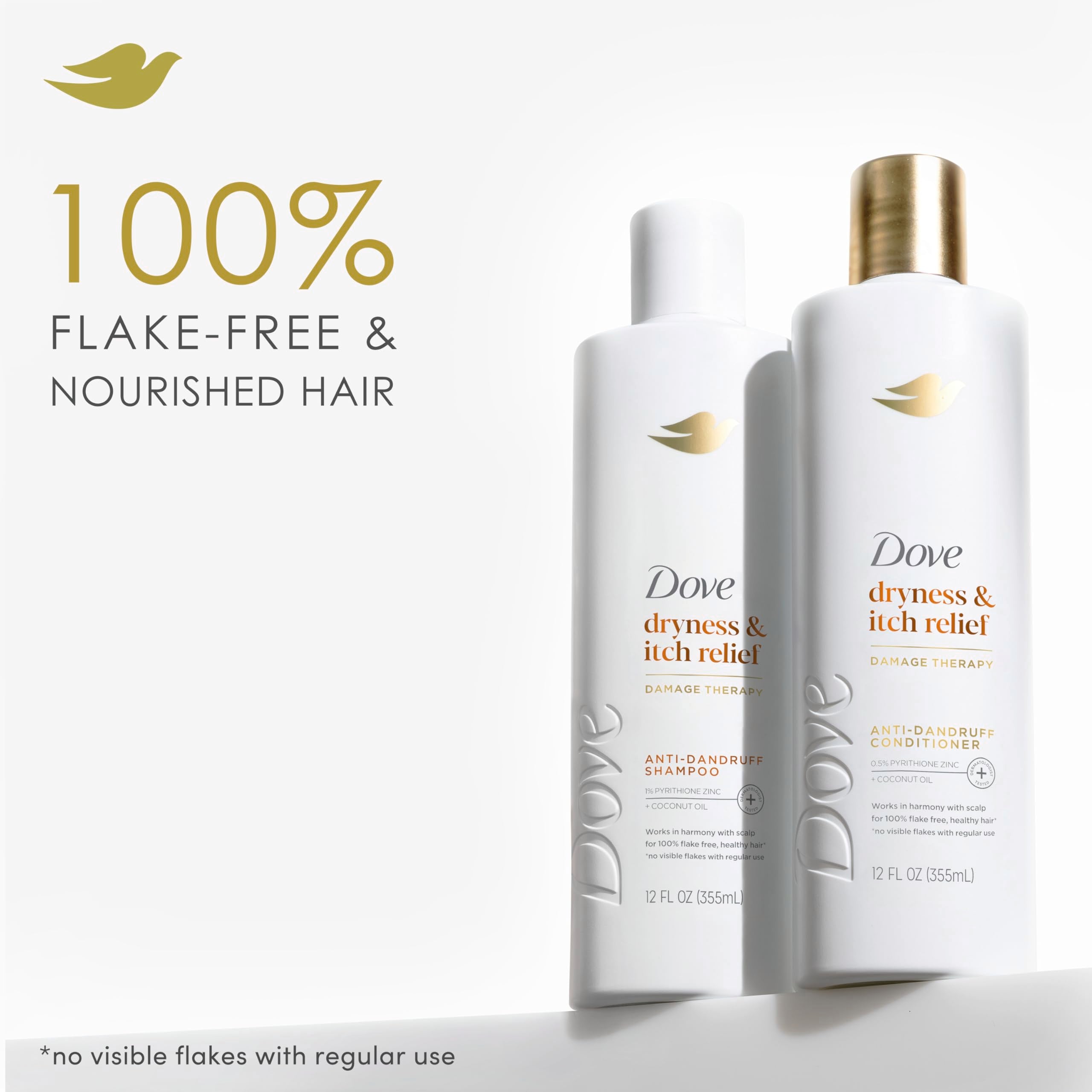 Dove Damage Therapy Derma Conditioner Dryness + Itch for Flaky Scalp with Pyrithione Zinc and Coconut Oil 12 Fl Oz