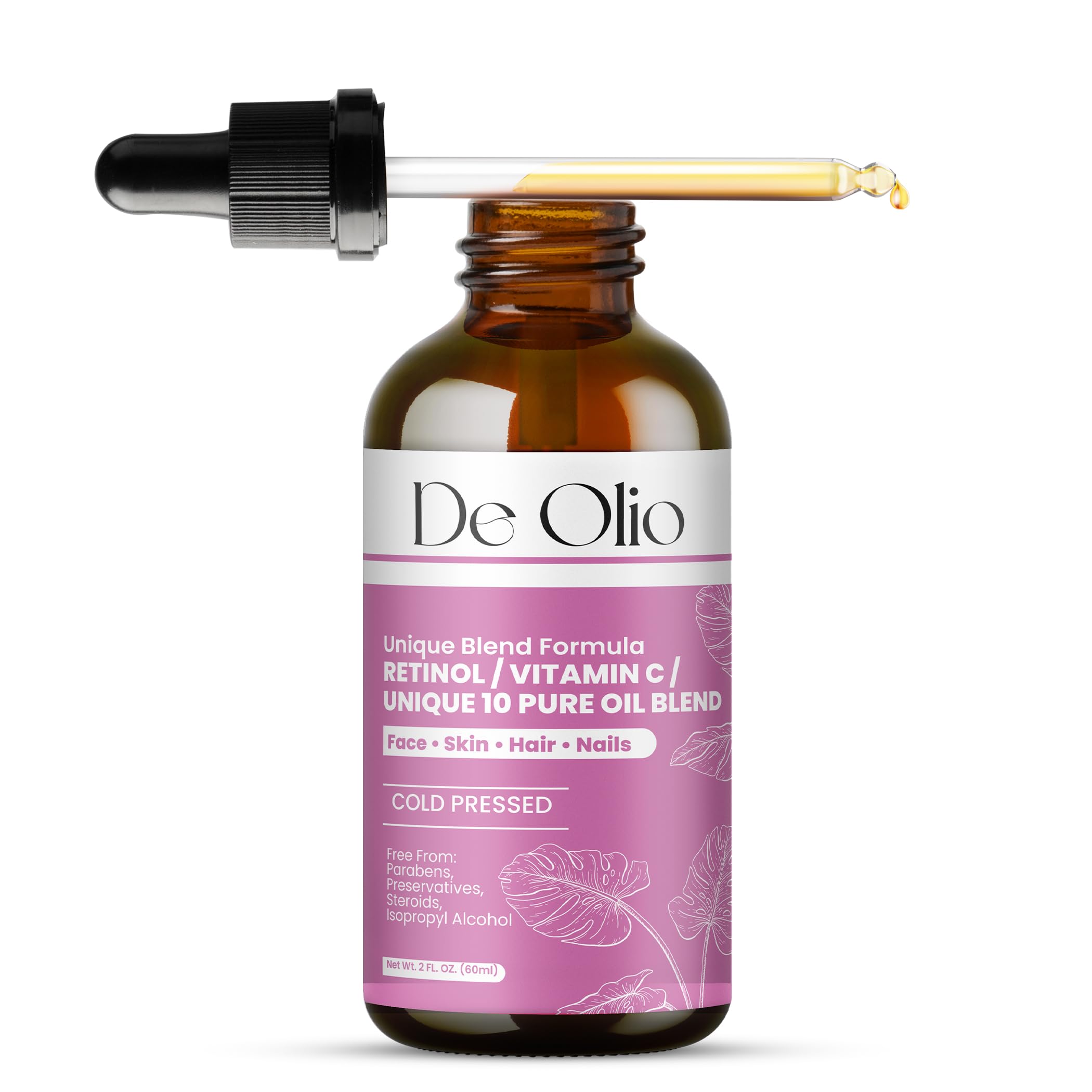 De Olio | Face Oil & Body Oil | 100% Pure & Natural | Body Moisturizer for Dry Skin | Vitamin C & 10 Pure Facial Oil Blend | Dermatologist Recommended | Bath Oil | For All Skin Types 2fl. oz. (60 mL)
