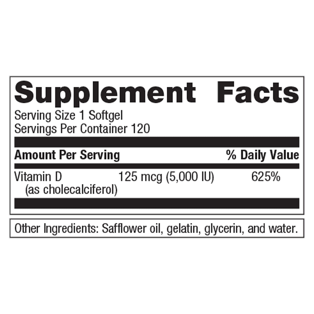 Metagenics Vitamin D3 5000 - for Immune Support, Bone Health & Heart Health* - High Potency Vitamin D - Non-GMO - Gluten-Free - 120 Softgels