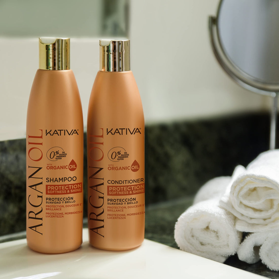 Kativa Argan Oil Conditioner (250 ML), Kativa Argan Oil Line, Moisturizes and Protects Hair, for Dry or Damaged Hair, Salt Free, Sulfate Free, Gluten Free, Paraben Free