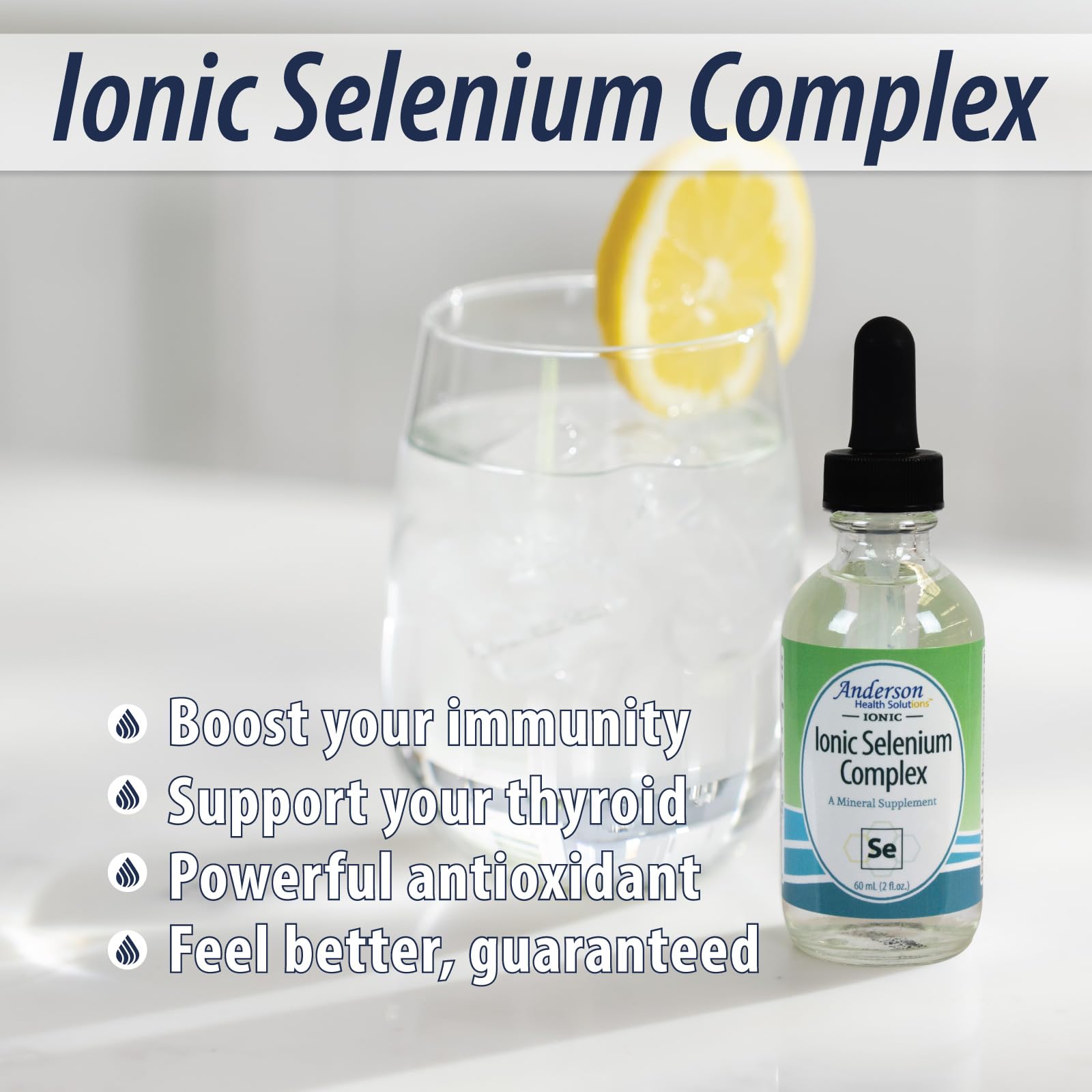 Anderson Ionic Selenium Complex, Liquid Selenium Supplement Drops, Supports Thyroid and Immune System, Antioxidant, Ionic Mineral Drops, Fights Free Radicals, 40 Servings, 2 fl oz