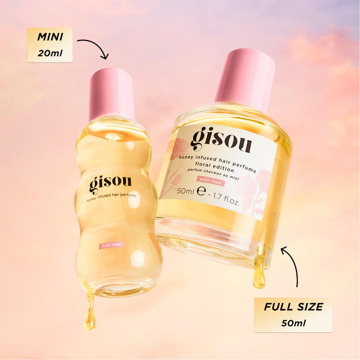 Gisou Honey Infused Hair Perfume Mini – Long-Lasting Hair Fragrance with Mirsalehi Honey & Argan Oil, Wild Rose, 0.5 Fl Oz