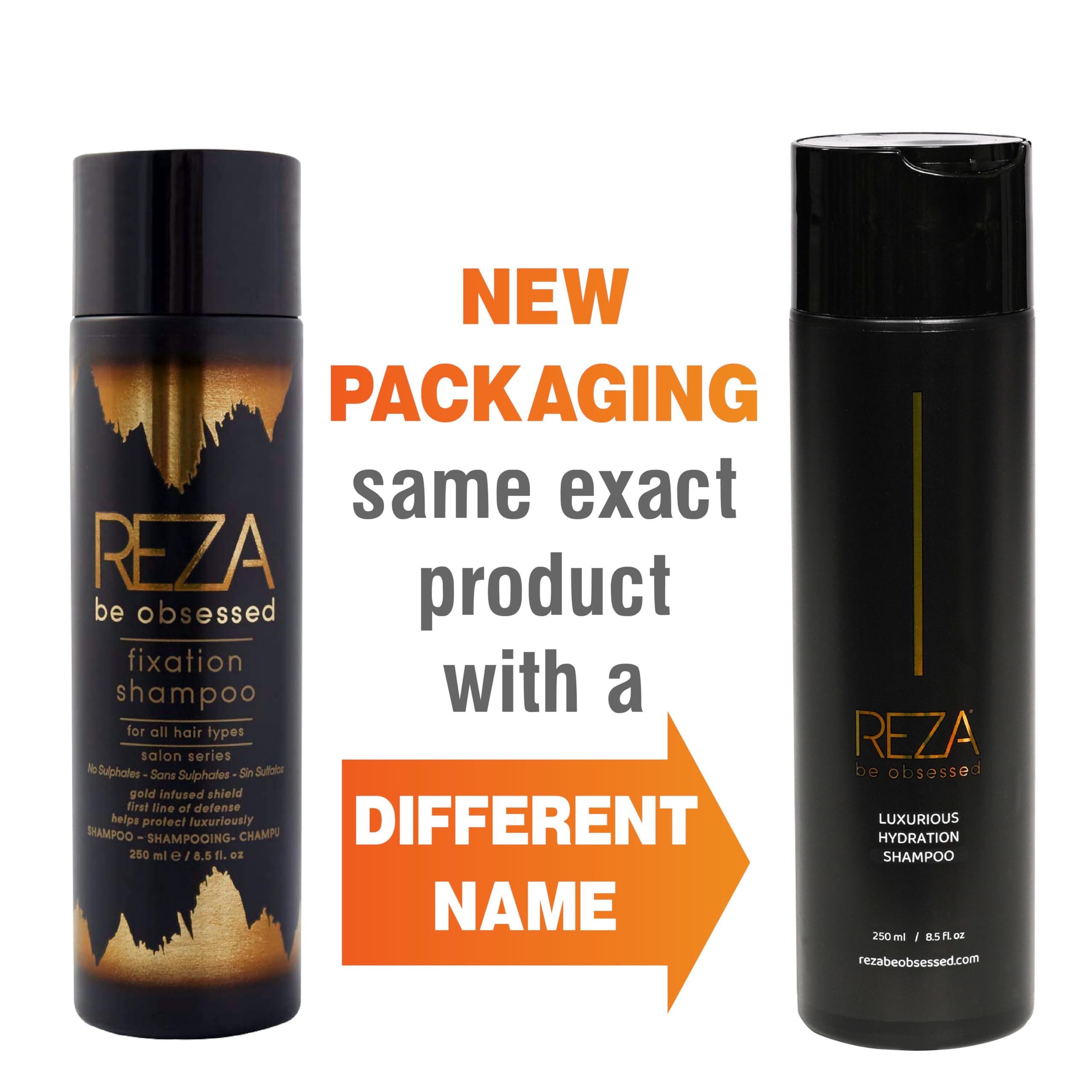 Reza Fixation Shampoo: Luxury Hydrating Hair Care for Volume, Shimmer & Shine, Sulfate Free, Paraben Free, Non Toxic, Tames Frizz, Repairs Damage, for Women & Men & All Hair Types, 8.5 Fl. Oz.