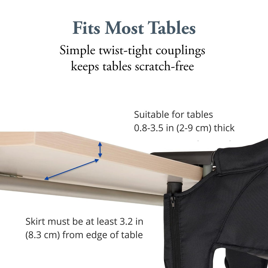 Inglesina Fast Table Chair, Cream - Portable Baby High Chair - for Babies & Toddlers up to 37 lbs - Collapsible Design - Fits Tables 0.8'' to 3.5'' Thick - Compact & Easy to Use - Travel Bag Included