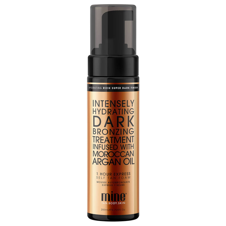 minetan - Morrocan Oil Based Hydrating Long Lasting Self Tanner Foam - 1 Hour Express Tan - Dark Olive Brown